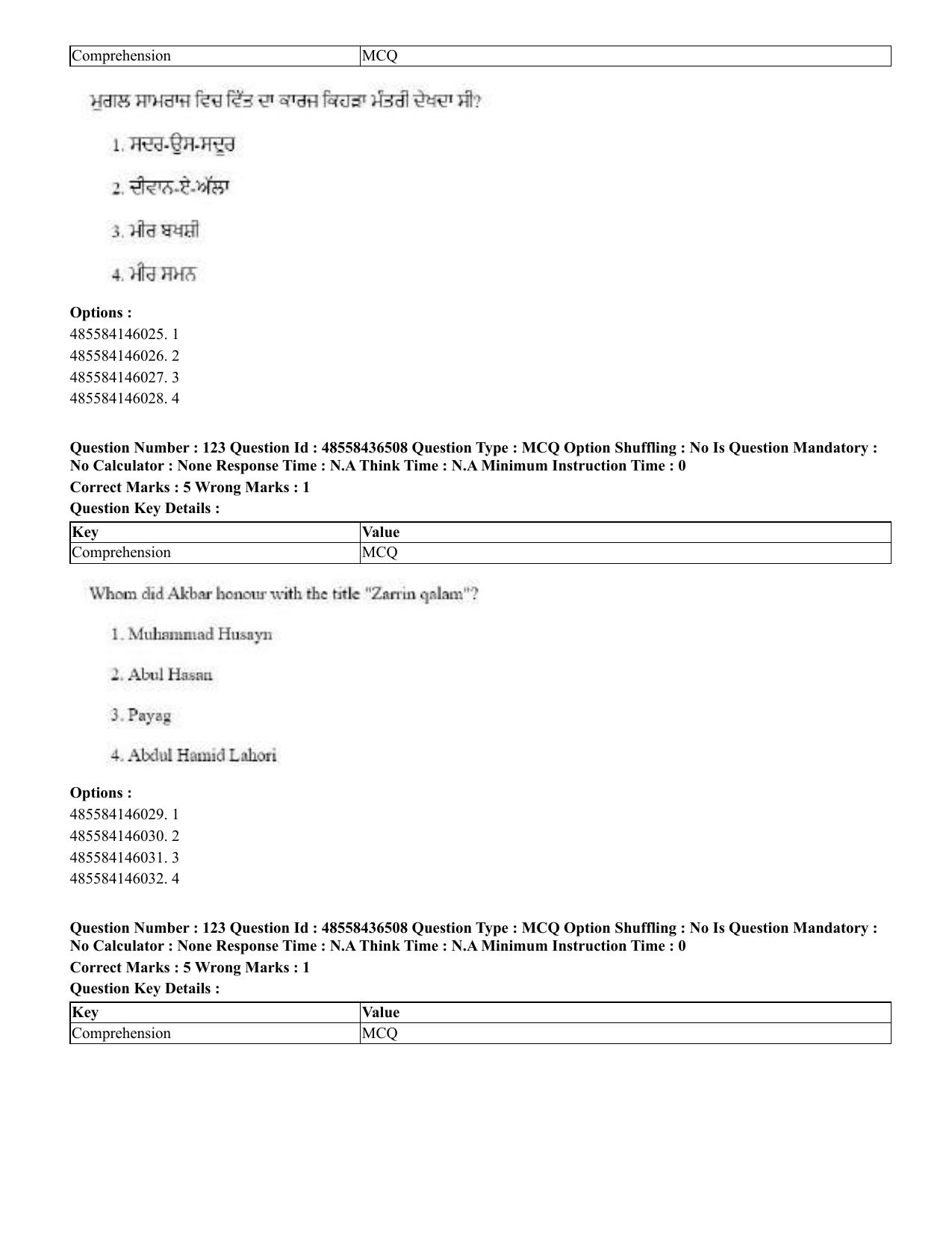 CUET 2023 English Punjabi Shift 3 Question Papers - 22 June 2023 - Page 146