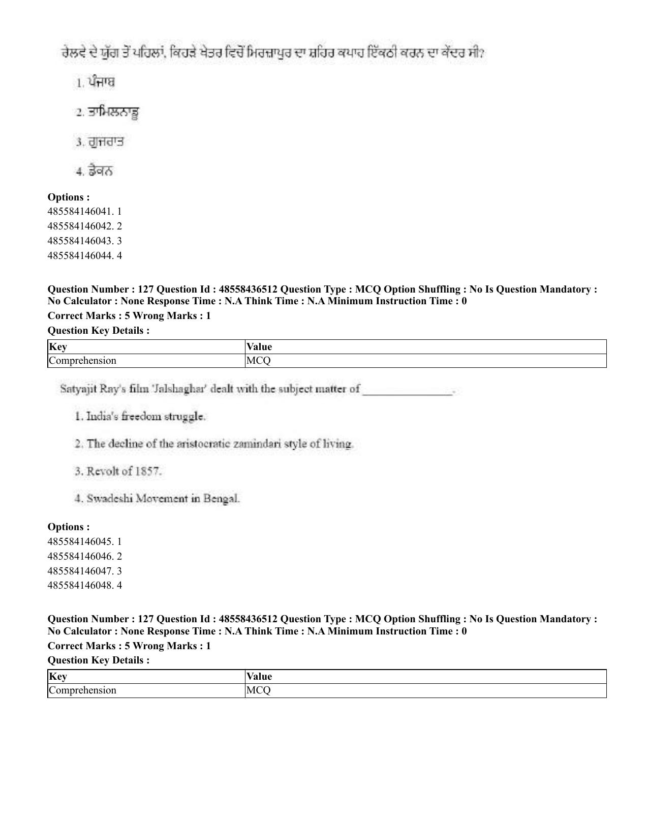 CUET 2023 English Punjabi Shift 3 Question Papers - 22 June 2023 - Page 150