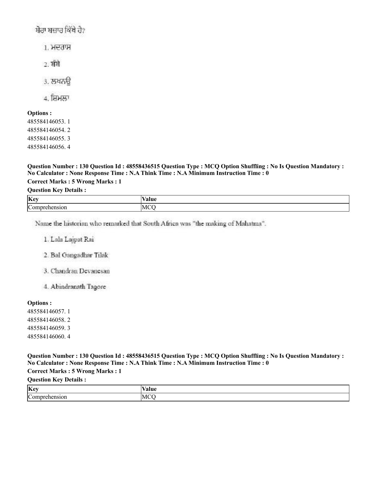 CUET 2023 English Punjabi Shift 3 Question Papers - 22 June 2023 - Page 153