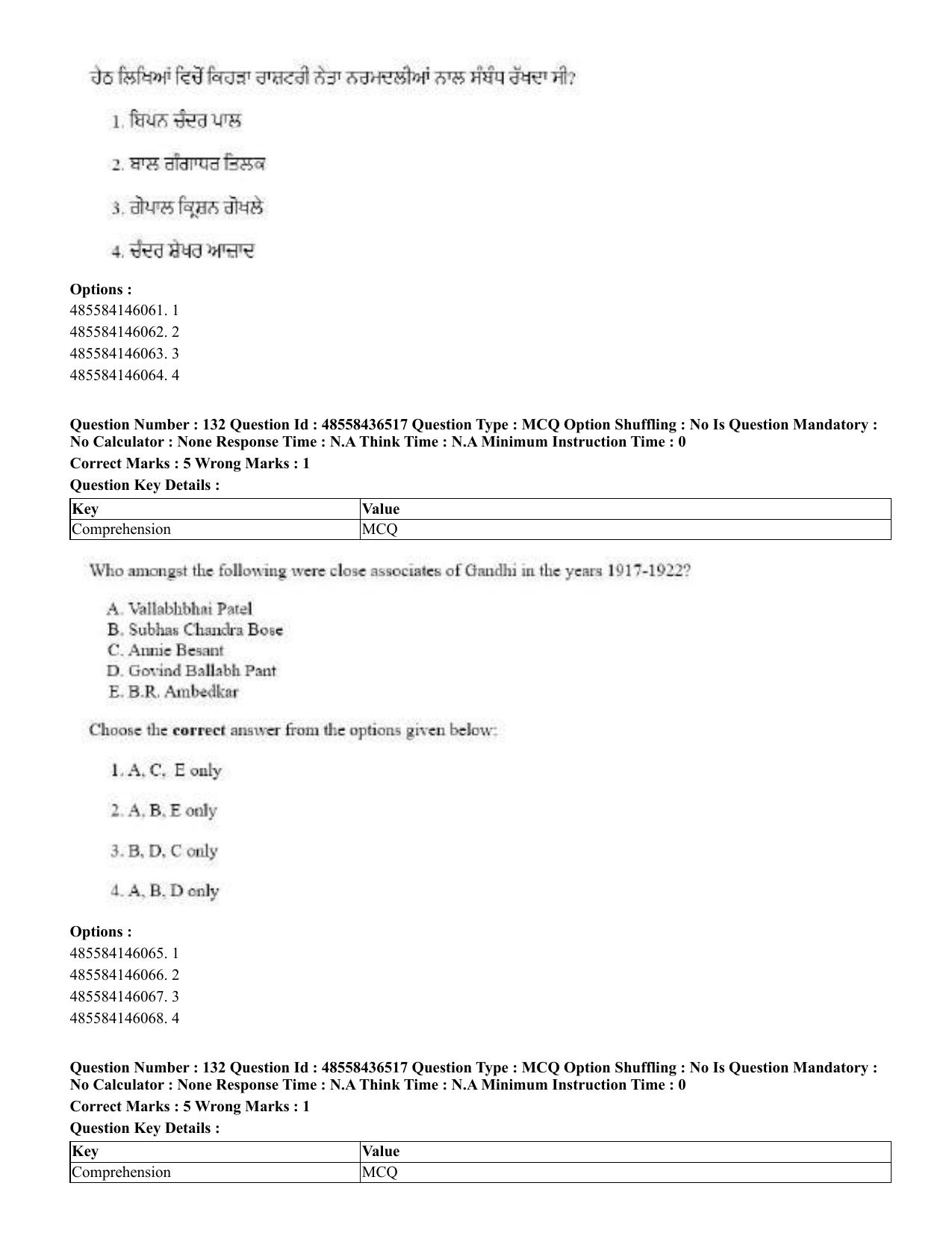 CUET 2023 English Punjabi Shift 3 Question Papers - 22 June 2023 - Page 155
