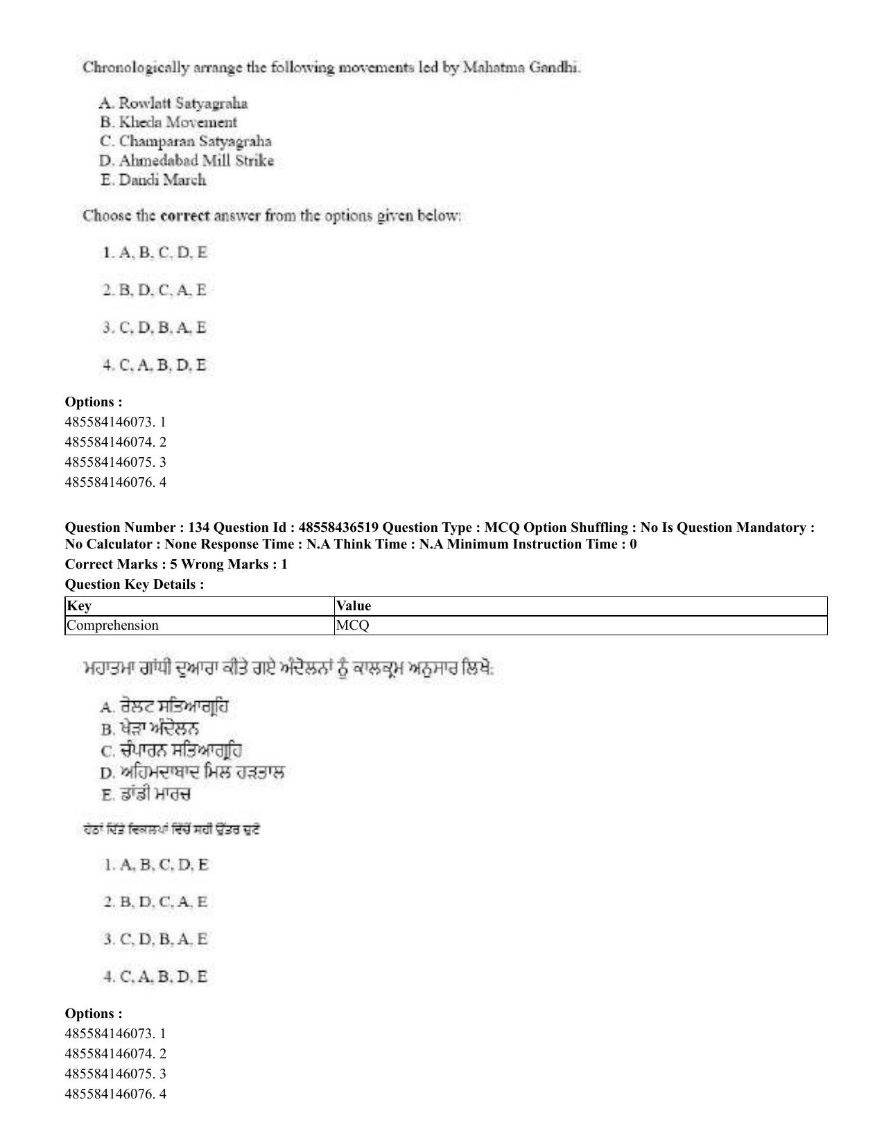 CUET 2023 English Punjabi Shift 3 Question Papers - 22 June 2023 - Page 158