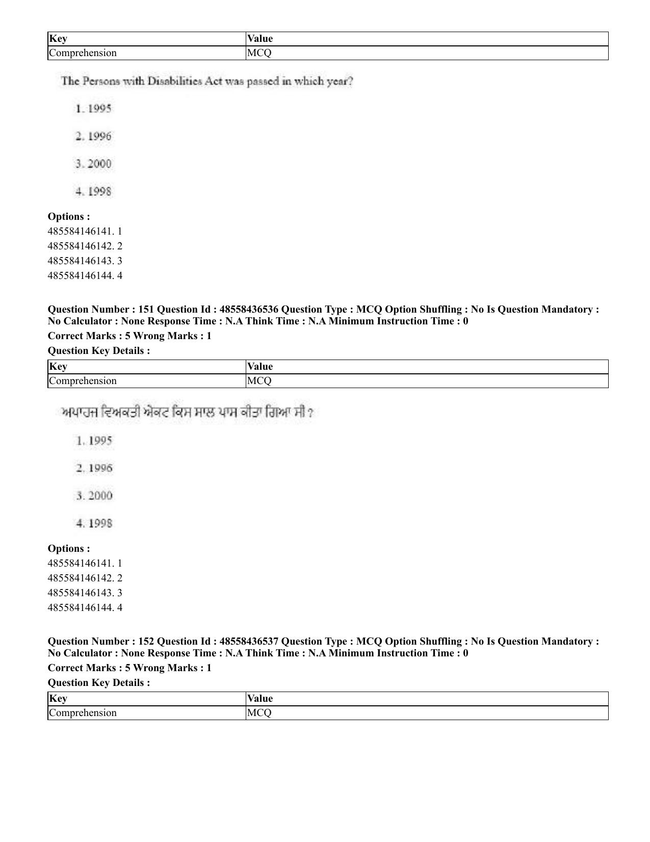 CUET 2023 English Punjabi Shift 3 Question Papers - 22 June 2023 - Page 180