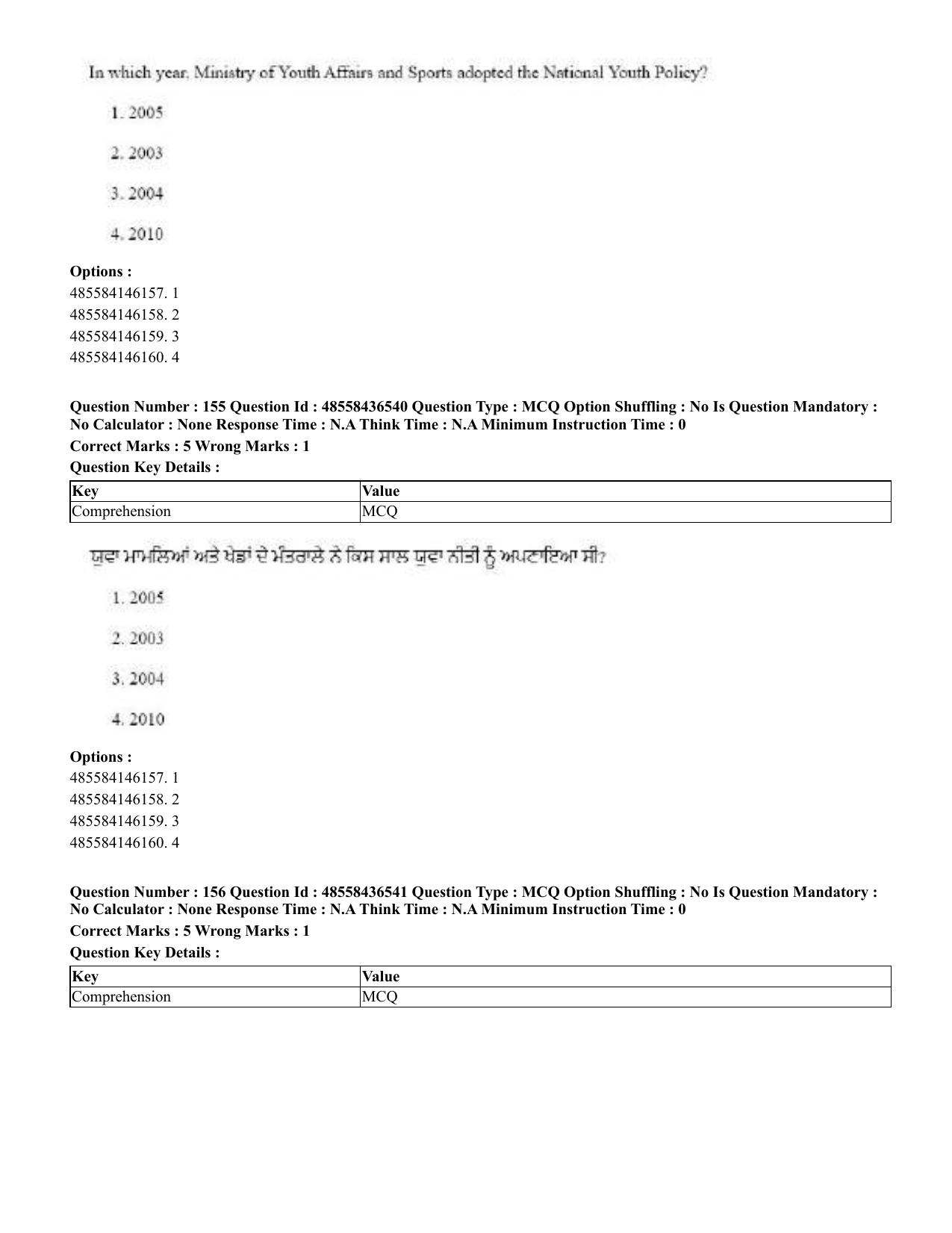 CUET 2023 English Punjabi Shift 3 Question Papers - 22 June 2023 - Page 184