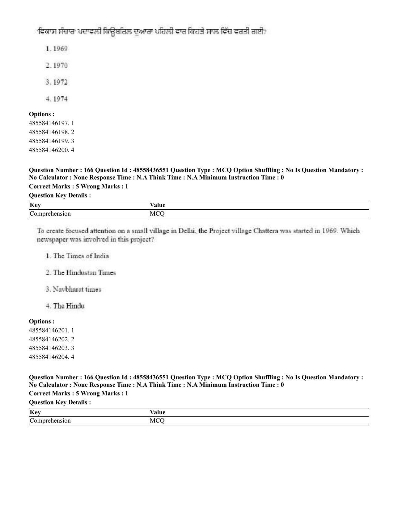 CUET 2023 English Punjabi Shift 3 Question Papers - 22 June 2023 - Page 195