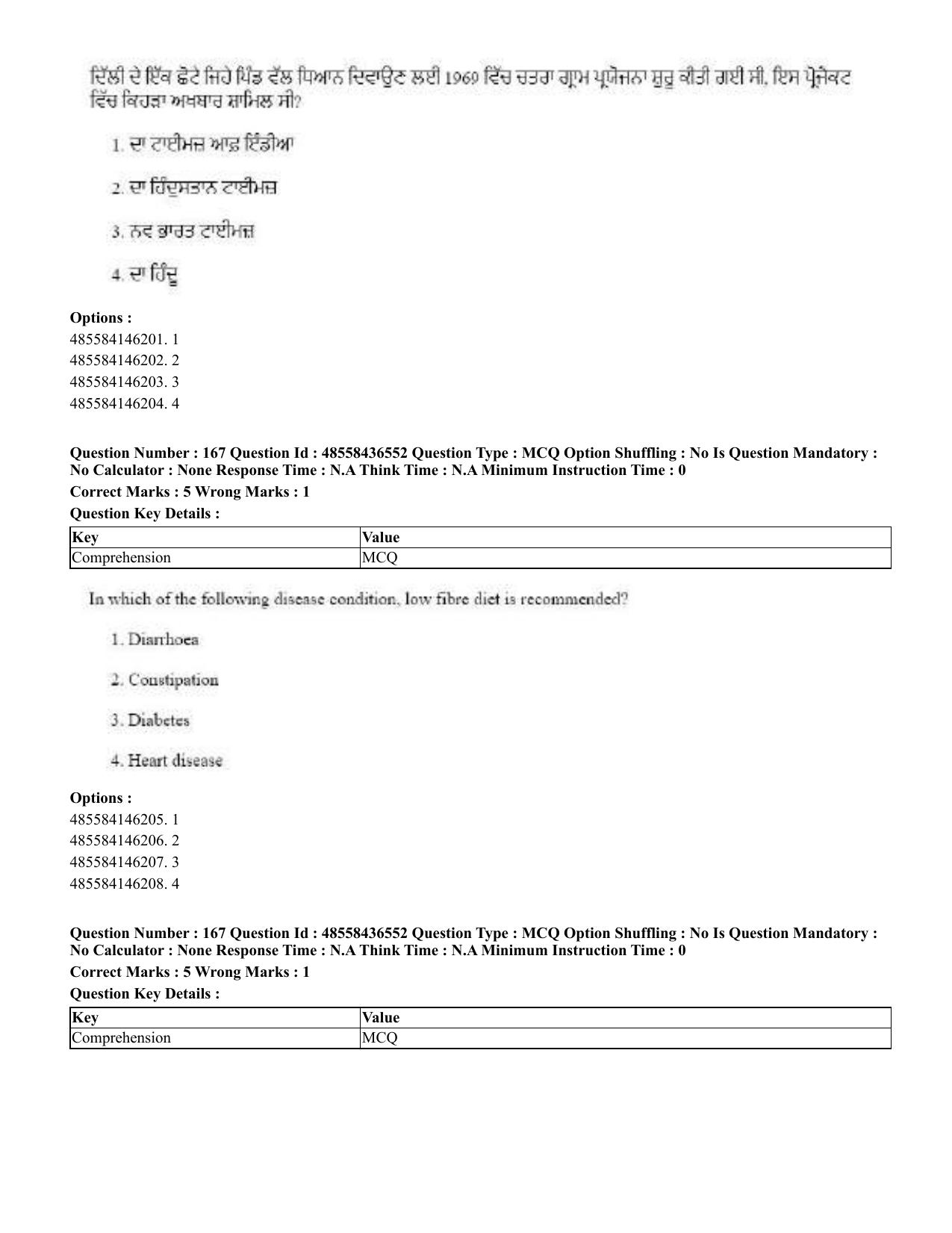 CUET 2023 English Punjabi Shift 3 Question Papers - 22 June 2023 - Page 196