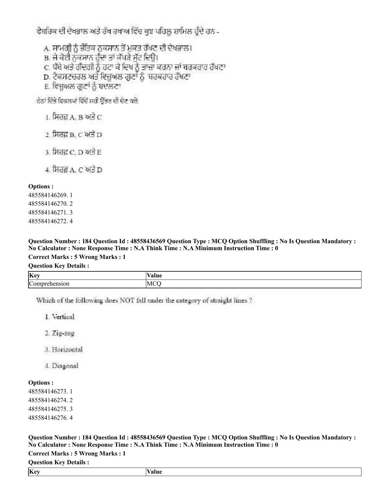 CUET 2023 English Punjabi Shift 3 Question Papers - 22 June 2023 - Page 214