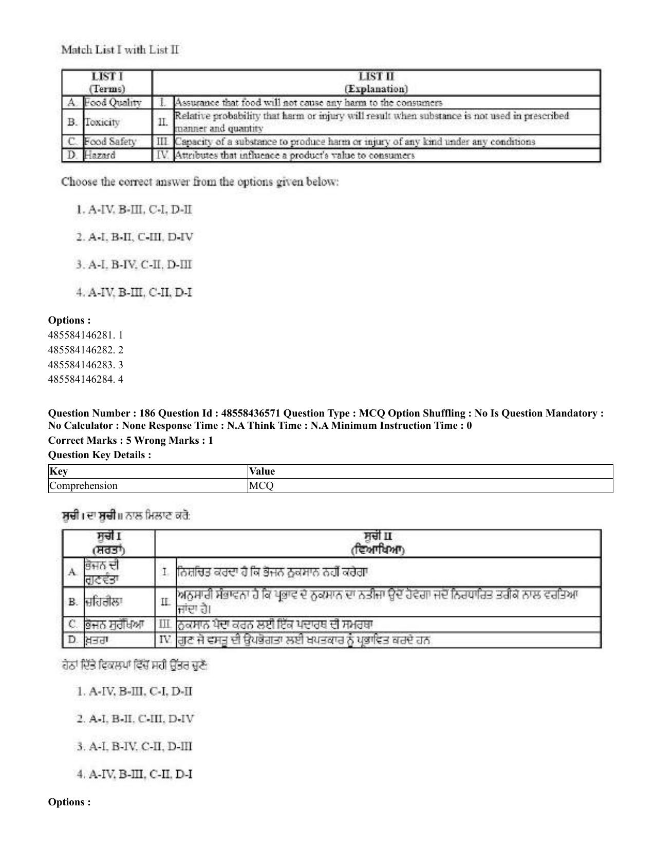 CUET 2023 English Punjabi Shift 3 Question Papers - 22 June 2023 - Page 217
