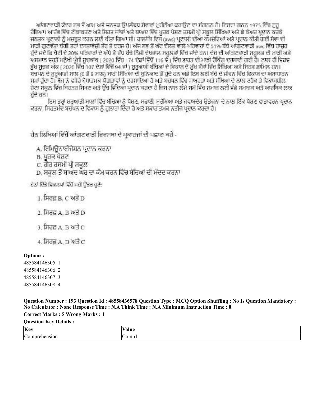 CUET 2023 English Punjabi Shift 3 Question Papers - 22 June 2023 - Page 226