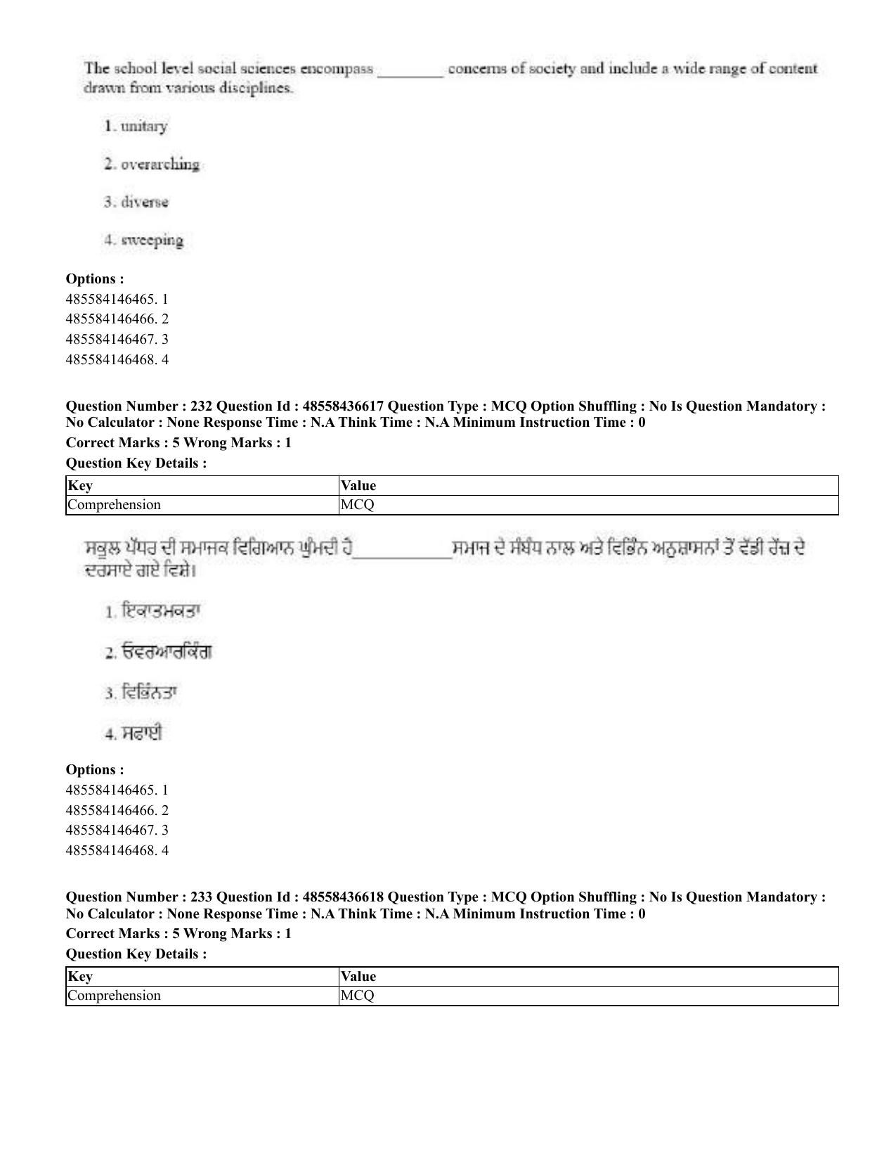 CUET 2023 English Punjabi Shift 3 Question Papers - 22 June 2023 - Page 274