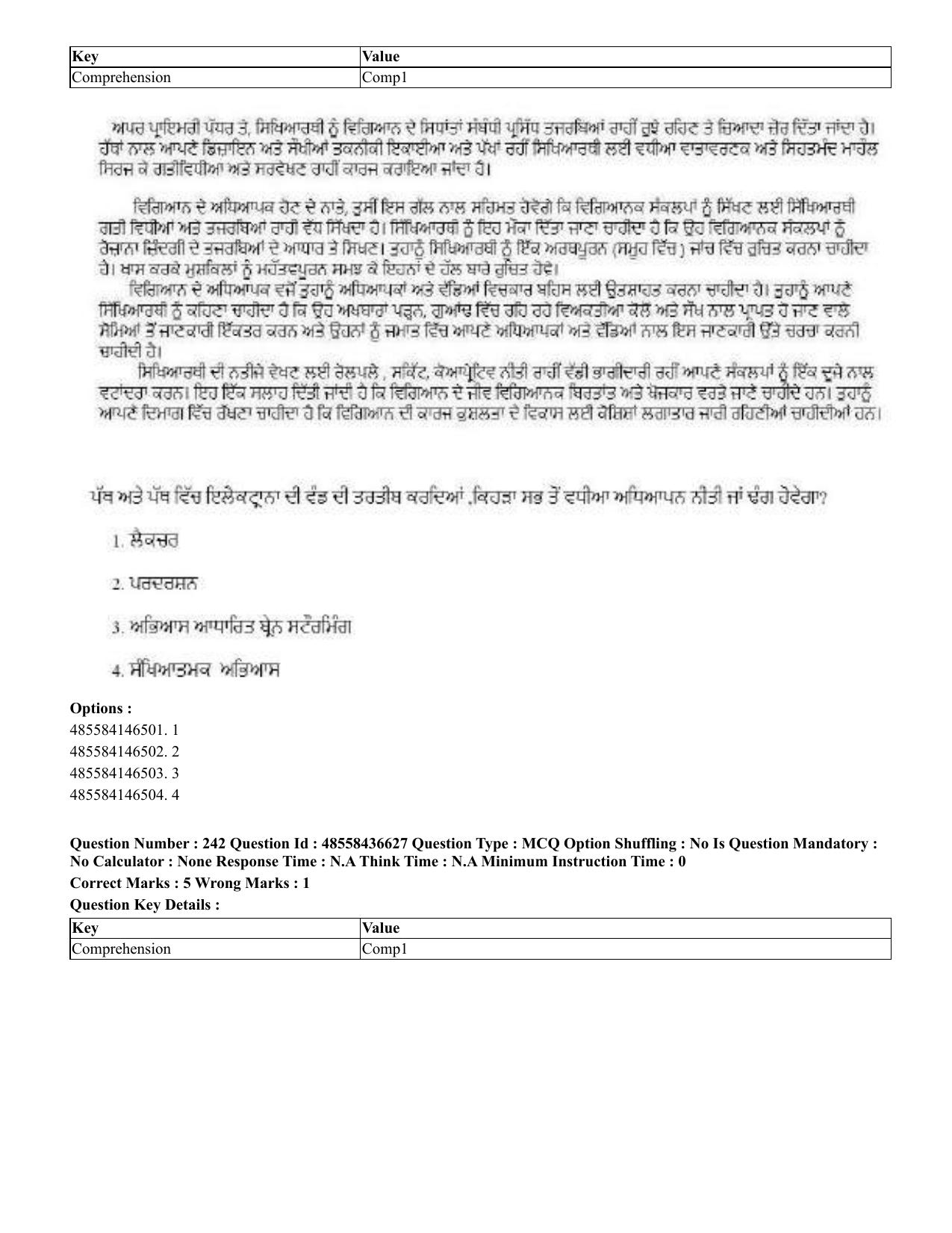 CUET 2023 English Punjabi Shift 3 Question Papers - 22 June 2023 - Page 284