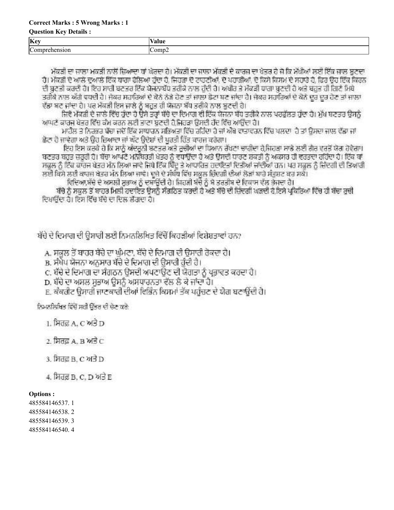 CUET 2023 English Punjabi Shift 3 Question Papers - 22 June 2023 - Page 302