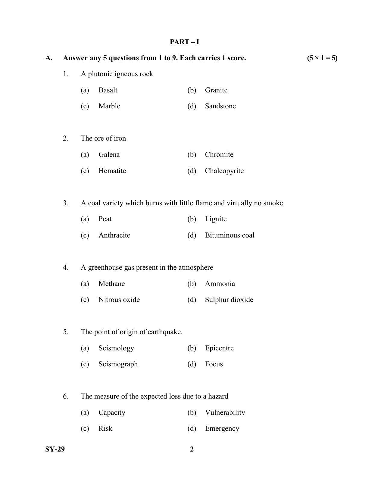 Kerala Plus Two Question Paper 2022 - Geology - Page 2