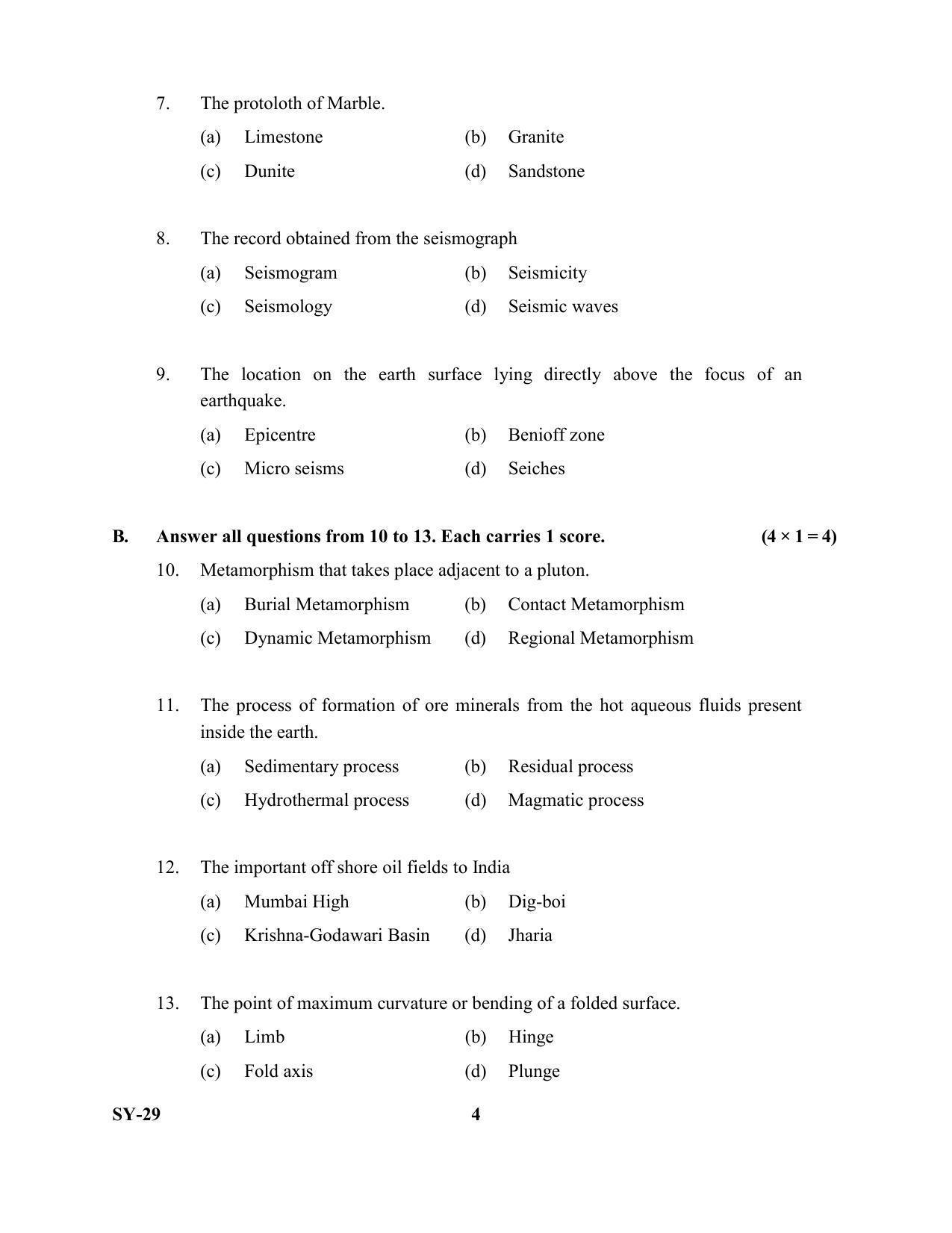 Kerala Plus Two Question Paper 2022 - Geology - Page 4