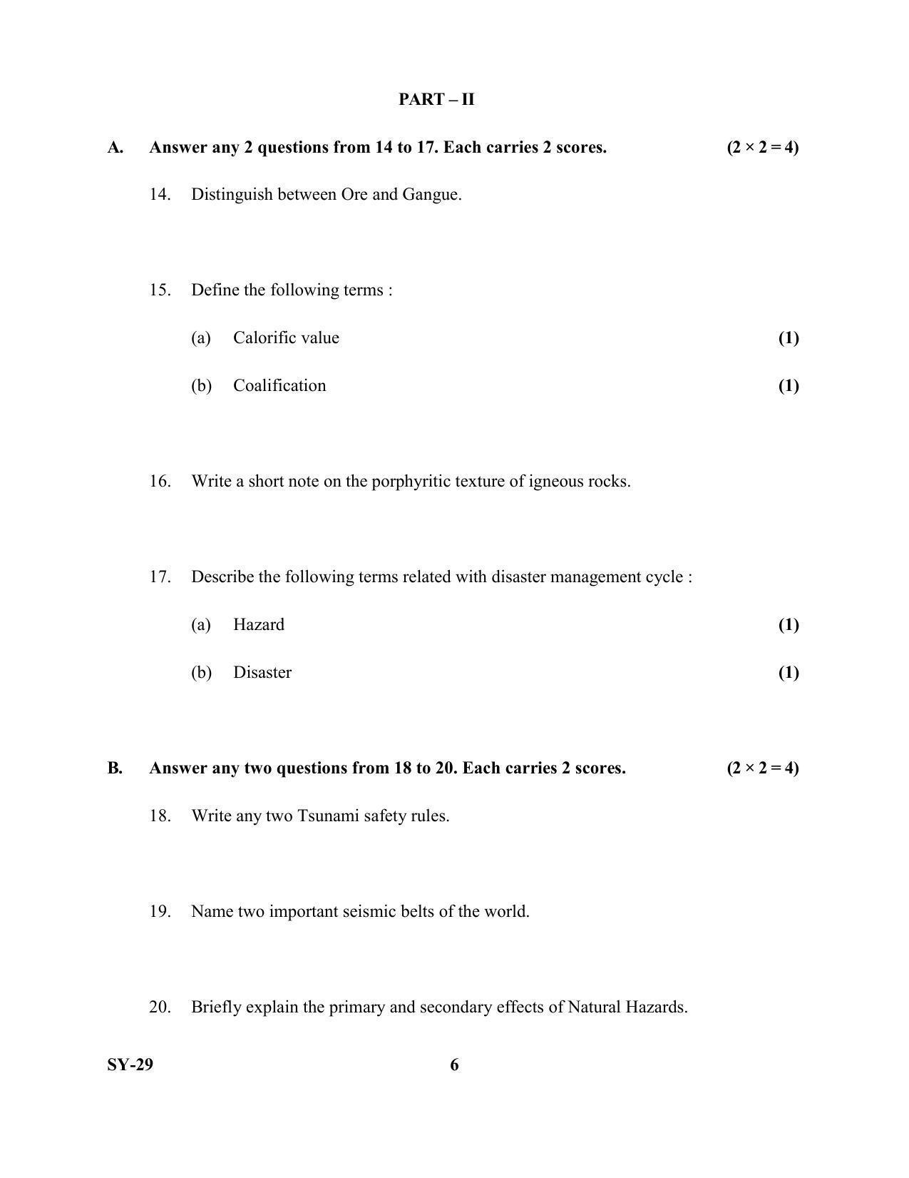 Kerala Plus Two Question Paper 2022 - Geology - Page 6