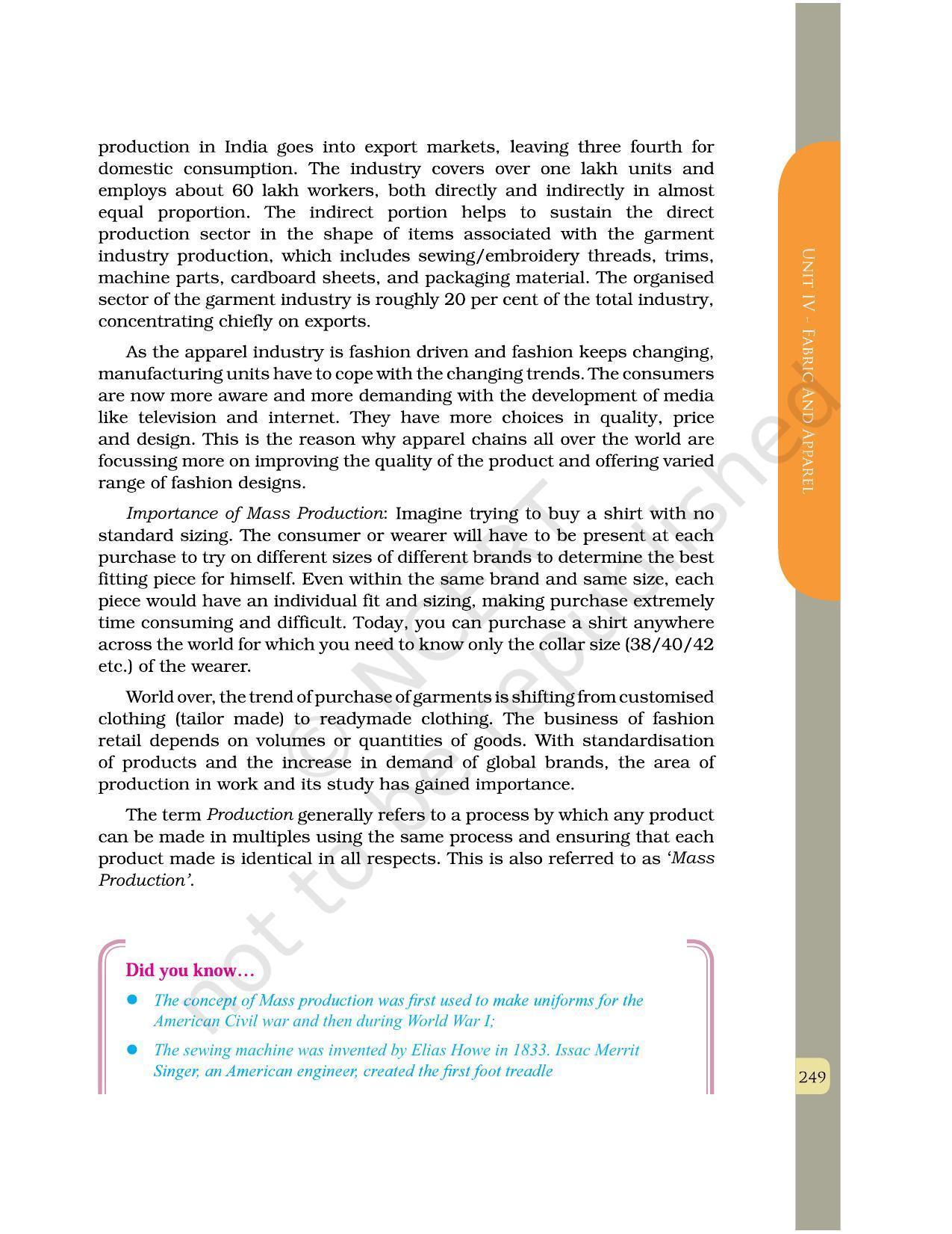 NCERT Book for Class 12 Home Science (Part -II) Chapter 13 Production and Quality Control in the Garment Industry - Page 2