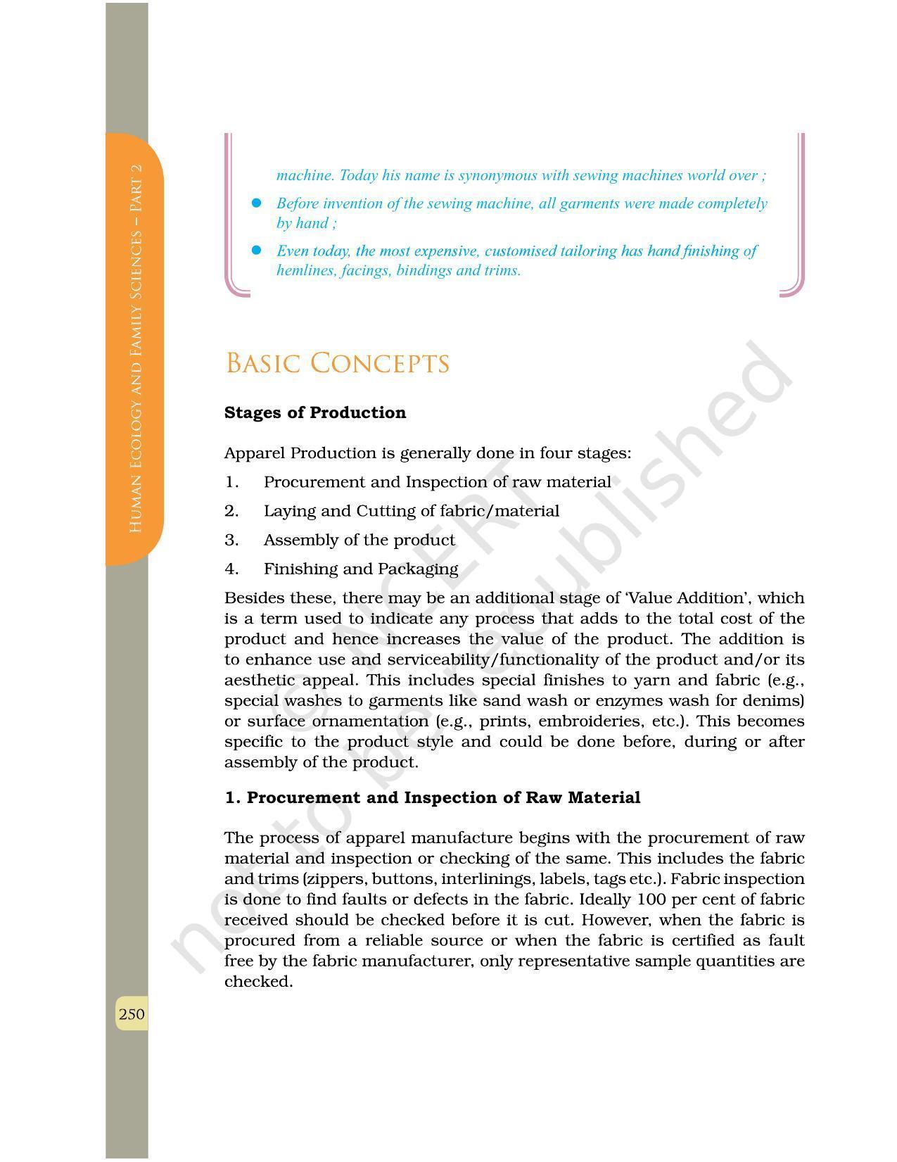 NCERT Book for Class 12 Home Science (Part -II) Chapter 13 Production and Quality Control in the Garment Industry - Page 3