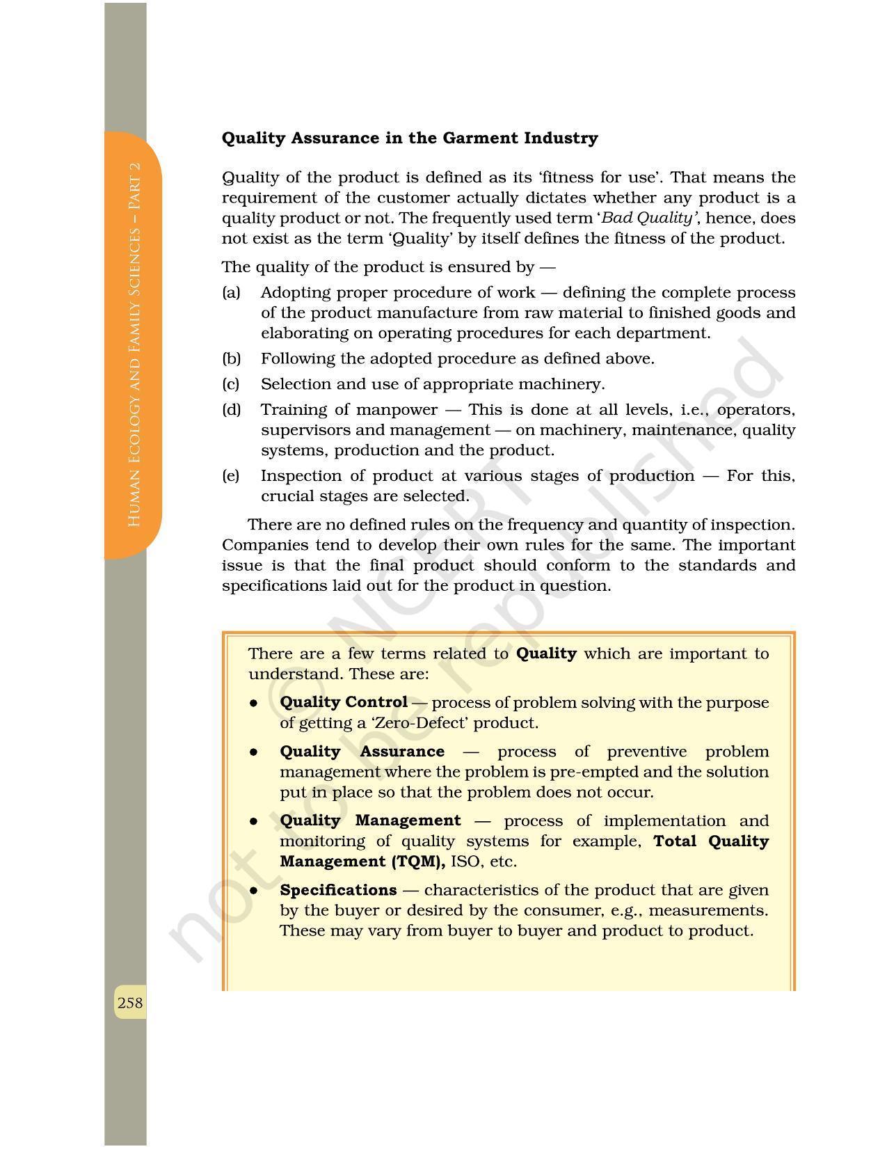 NCERT Book for Class 12 Home Science (Part -II) Chapter 13 Production and Quality Control in the Garment Industry - Page 11