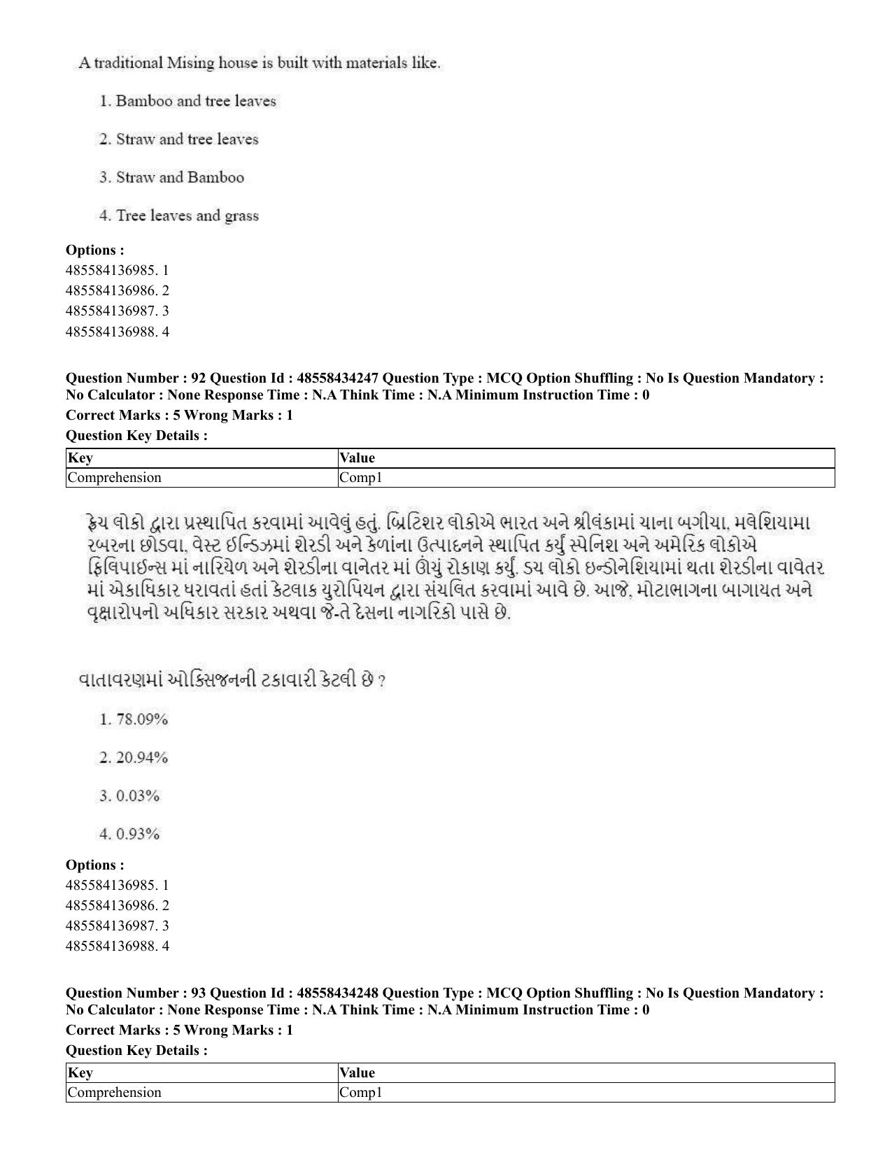 CUET 2023 English Gujarati Shift 3 Question Paper - 18 June 2023 - Page 82