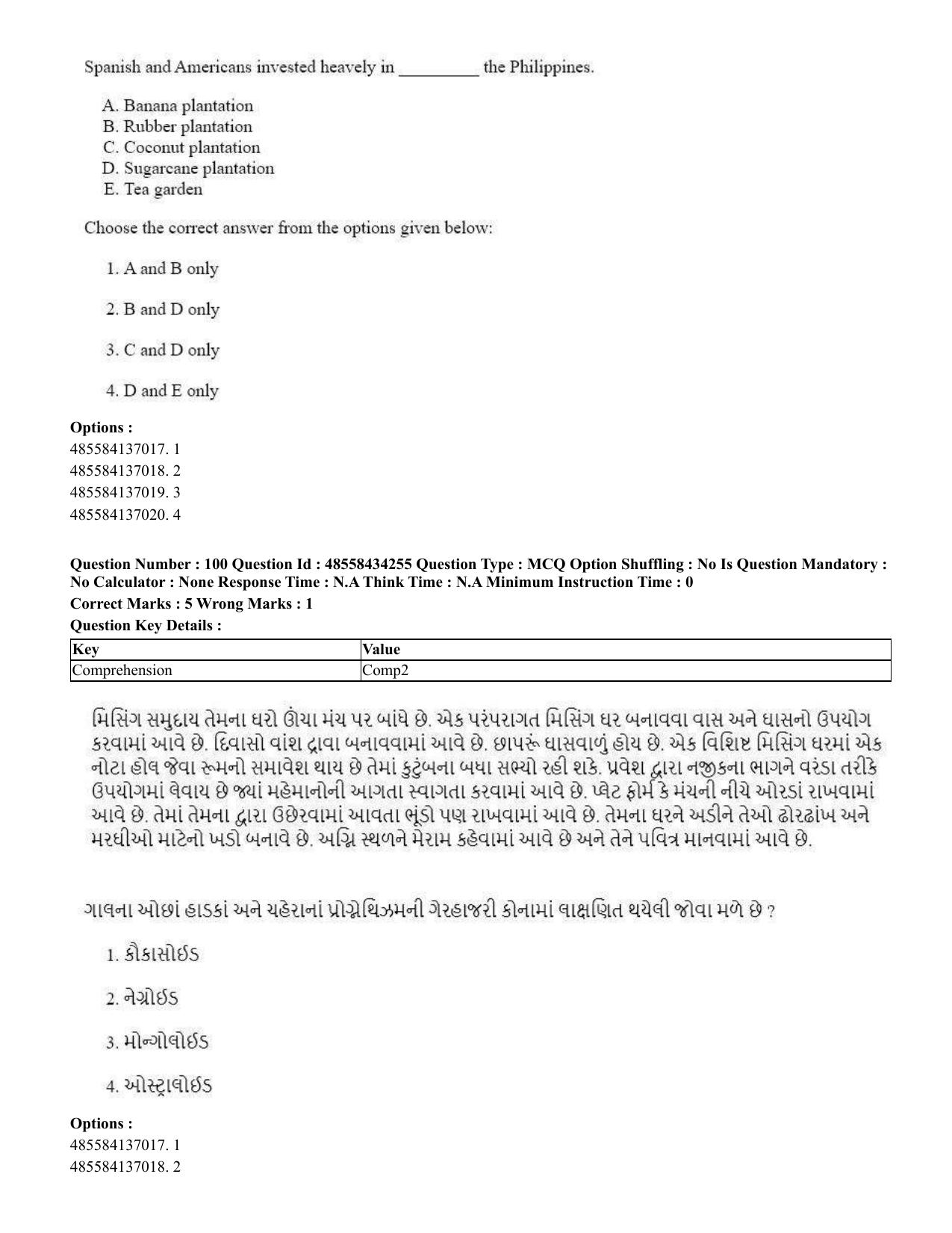 CUET 2023 English Gujarati Shift 3 Question Paper - 18 June 2023 - Page 92
