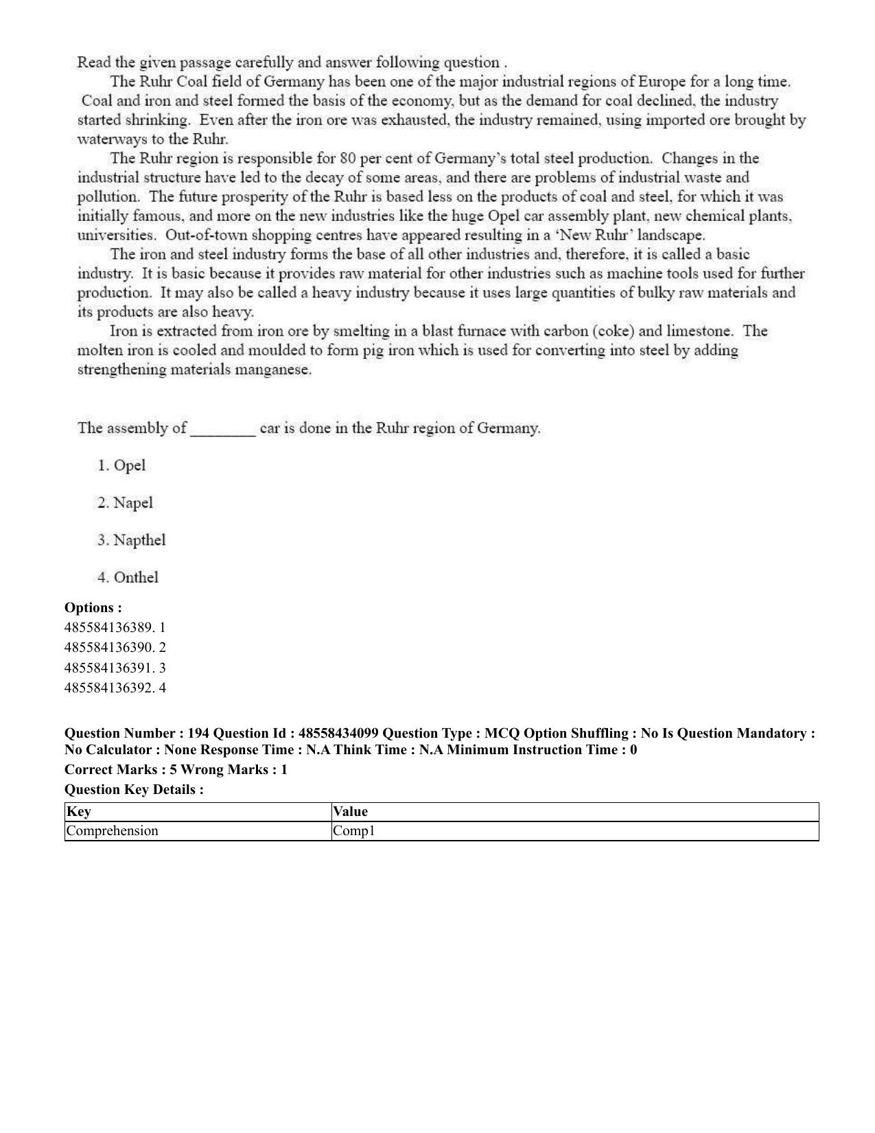 CUET 2023 English Gujarati Shift 3 Question Paper - 18 June 2023 - Page 189