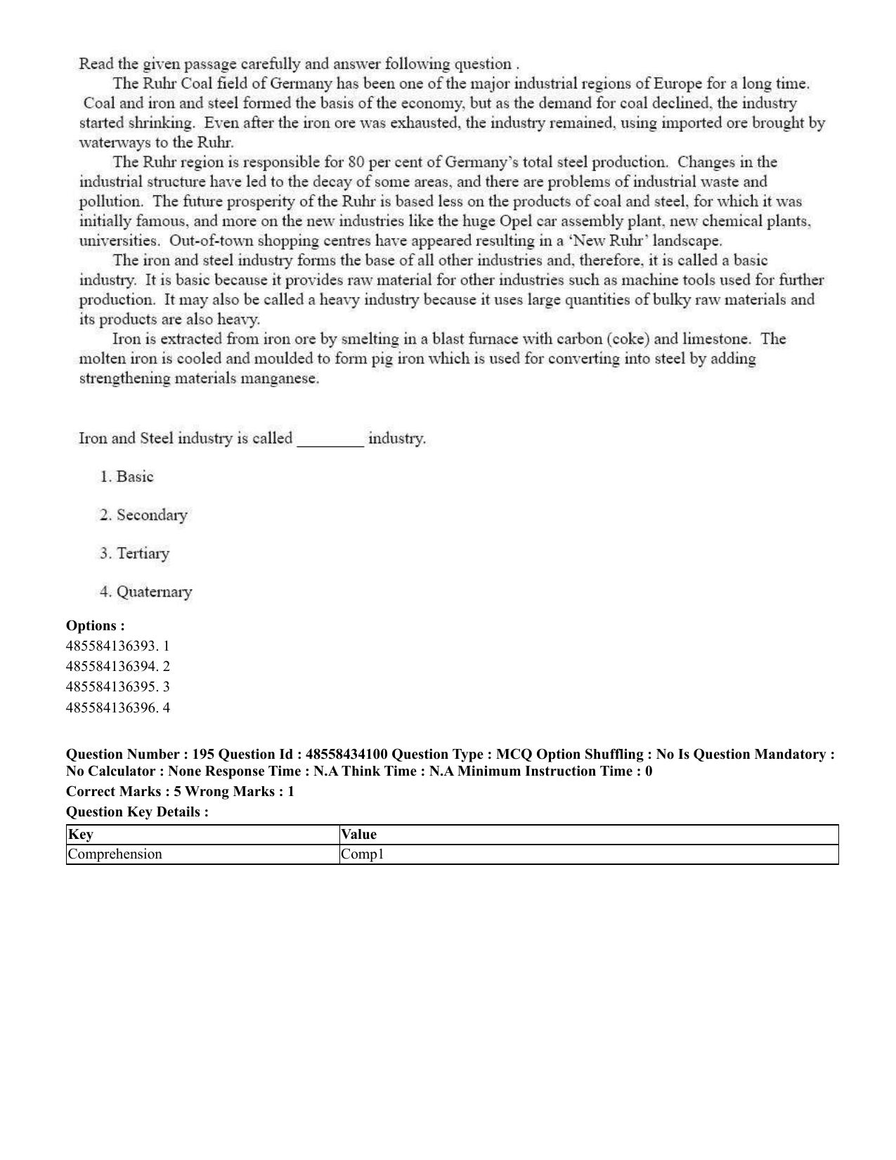 CUET 2023 English Gujarati Shift 3 Question Paper - 18 June 2023 - Page 190