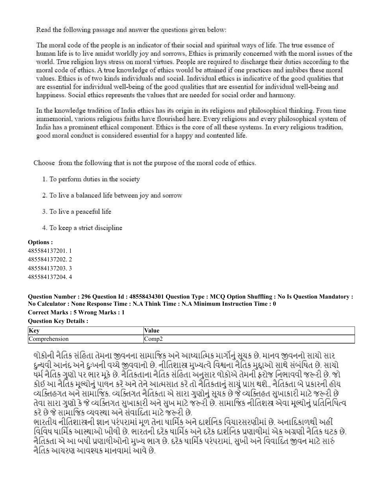 CUET 2023 English Gujarati Shift 3 Question Paper - 18 June 2023 - Page 276