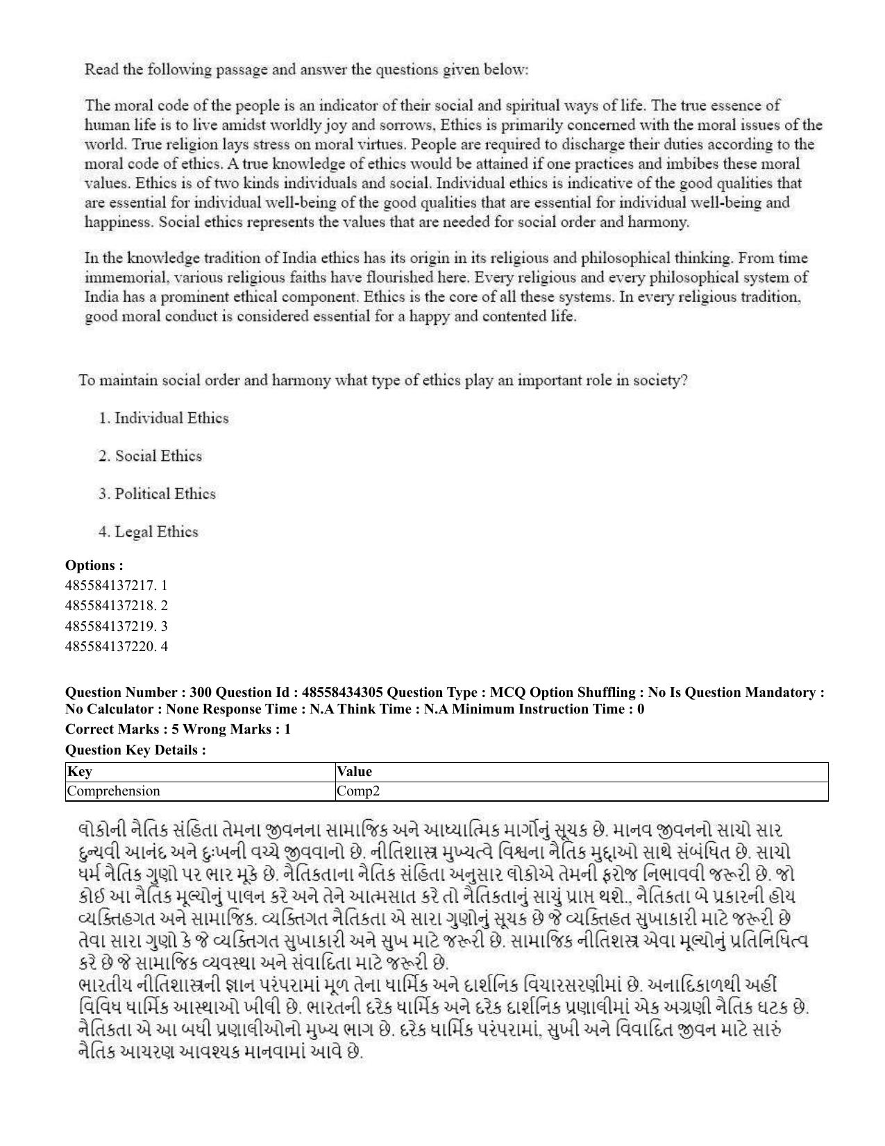 CUET 2023 English Gujarati Shift 3 Question Paper - 18 June 2023 - Page 282