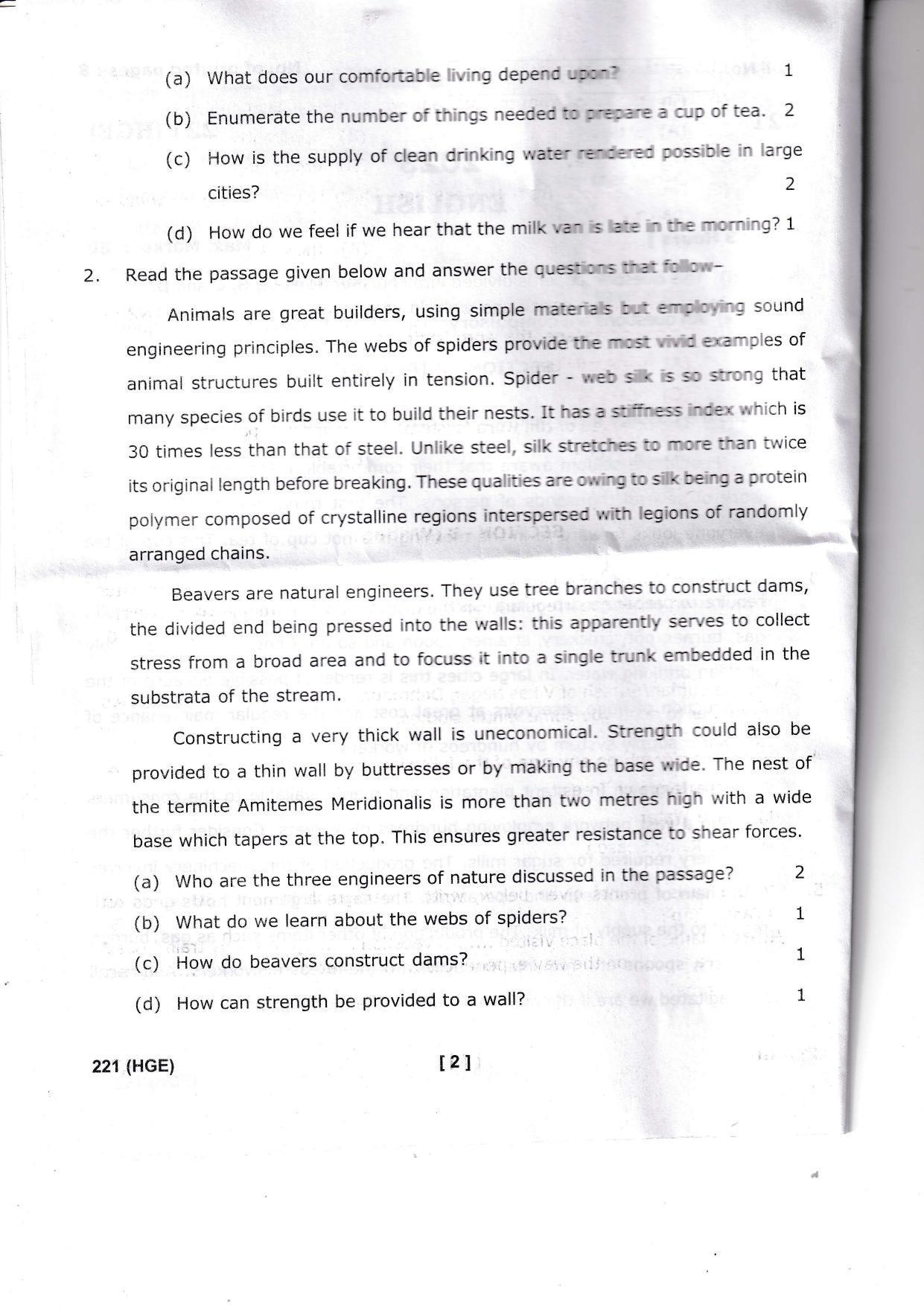 UBSE Class 10 English 2023 Question Paper - Page 2