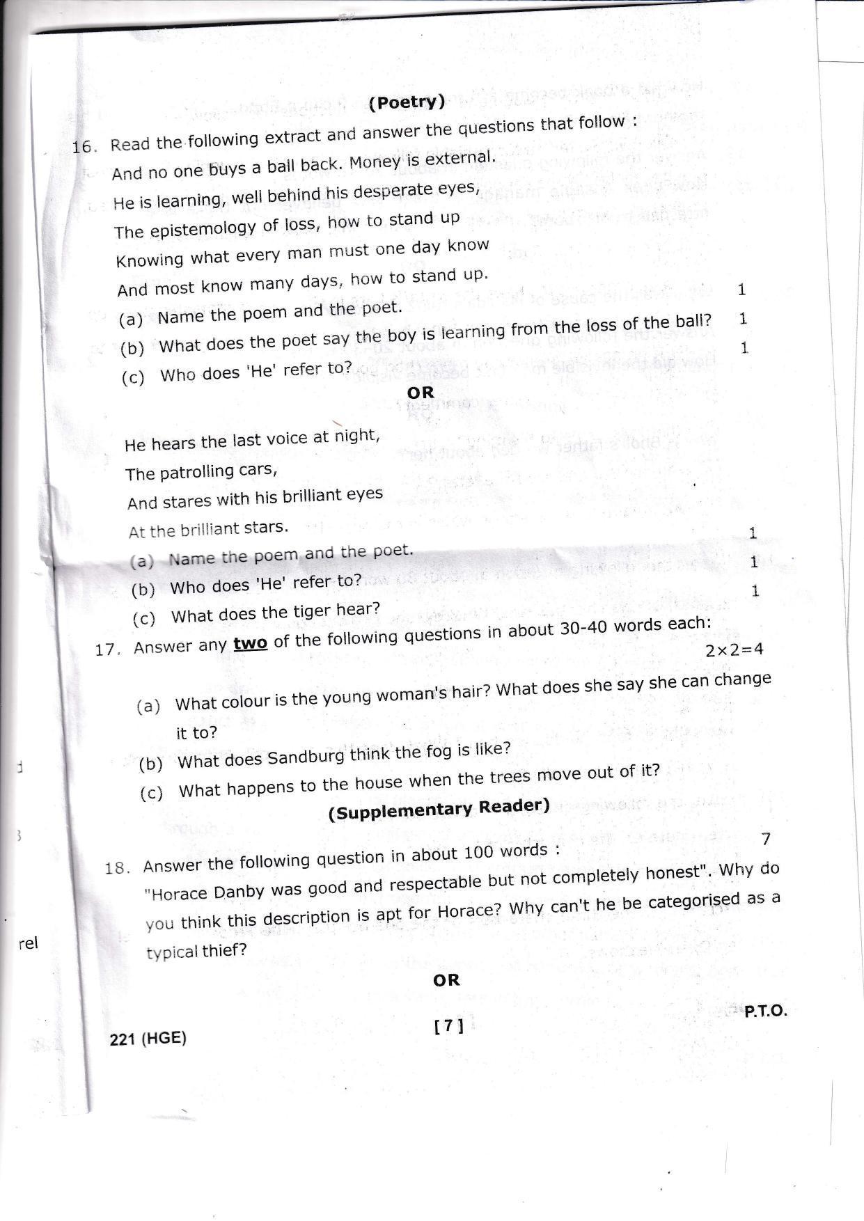 UBSE Class 10 English 2023 Question Paper - Page 7