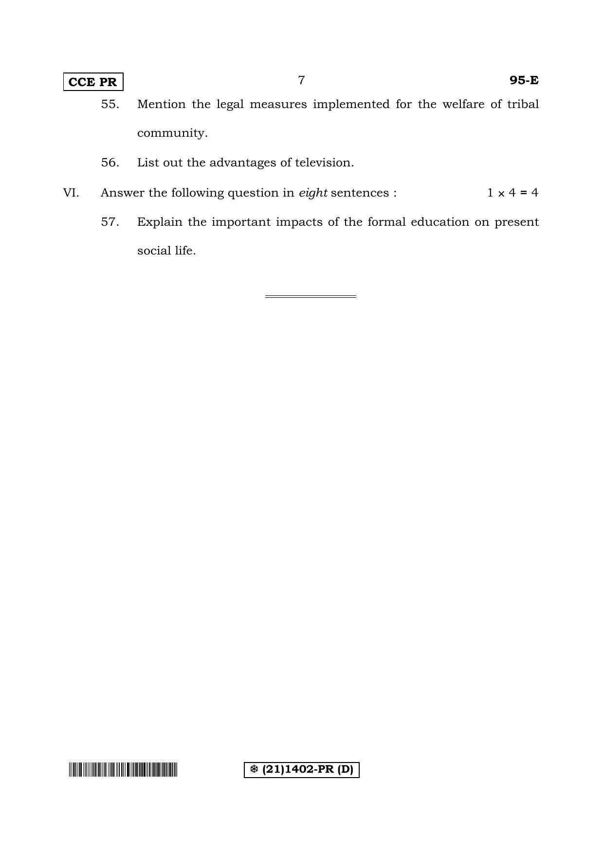 Karnataka SSLC SOCIOLOGY - ENGLISH (95E-CCE%20PR (21_1402-PR)D) (Supplementary) June 2019 Question Paper - Page 7
