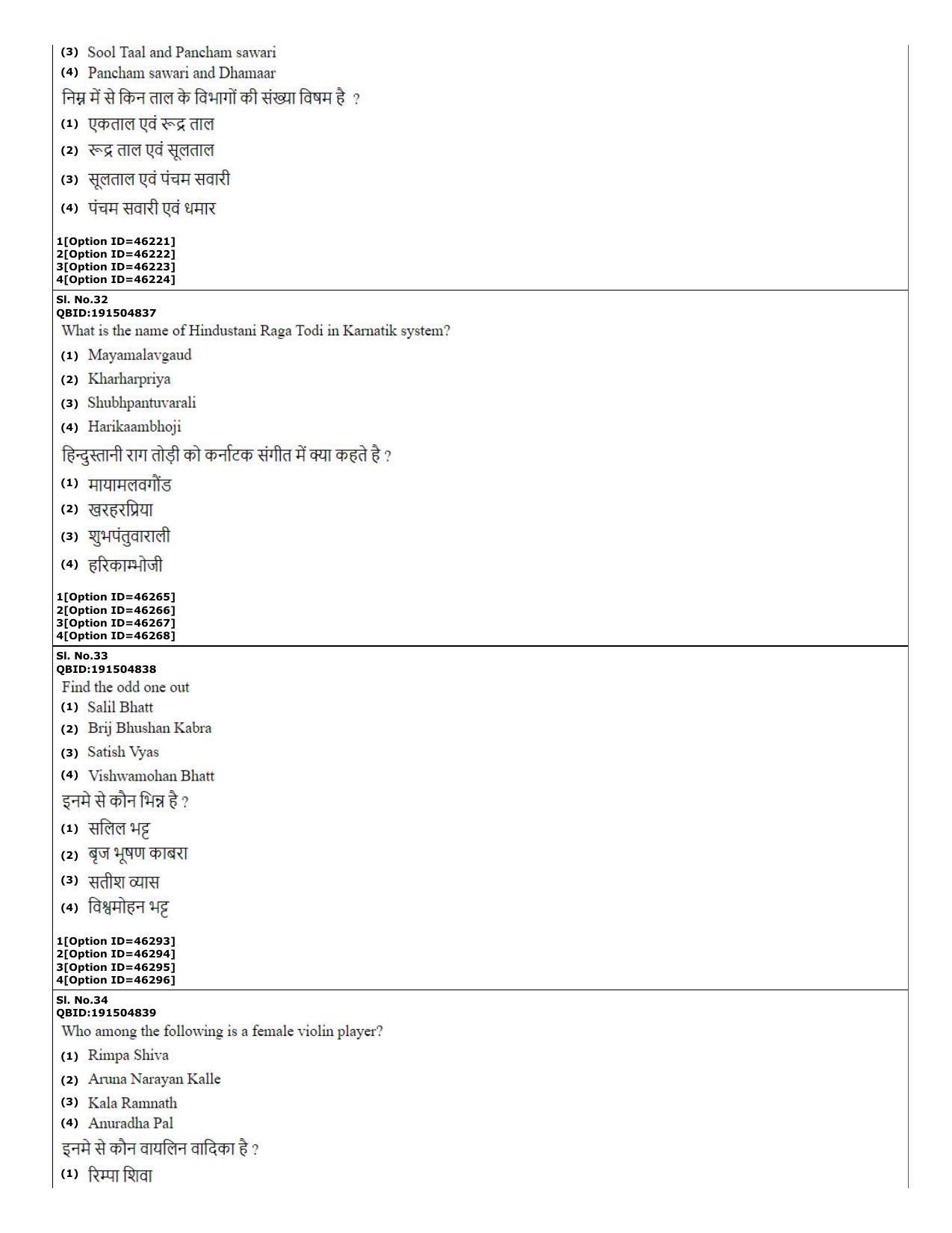 CUET (PG) 2022: PGQP-78 MPA in Instrumental Music (Sitar, Violin, Flute &Tabla)  (11-09-2022) Question Paper - Page 13