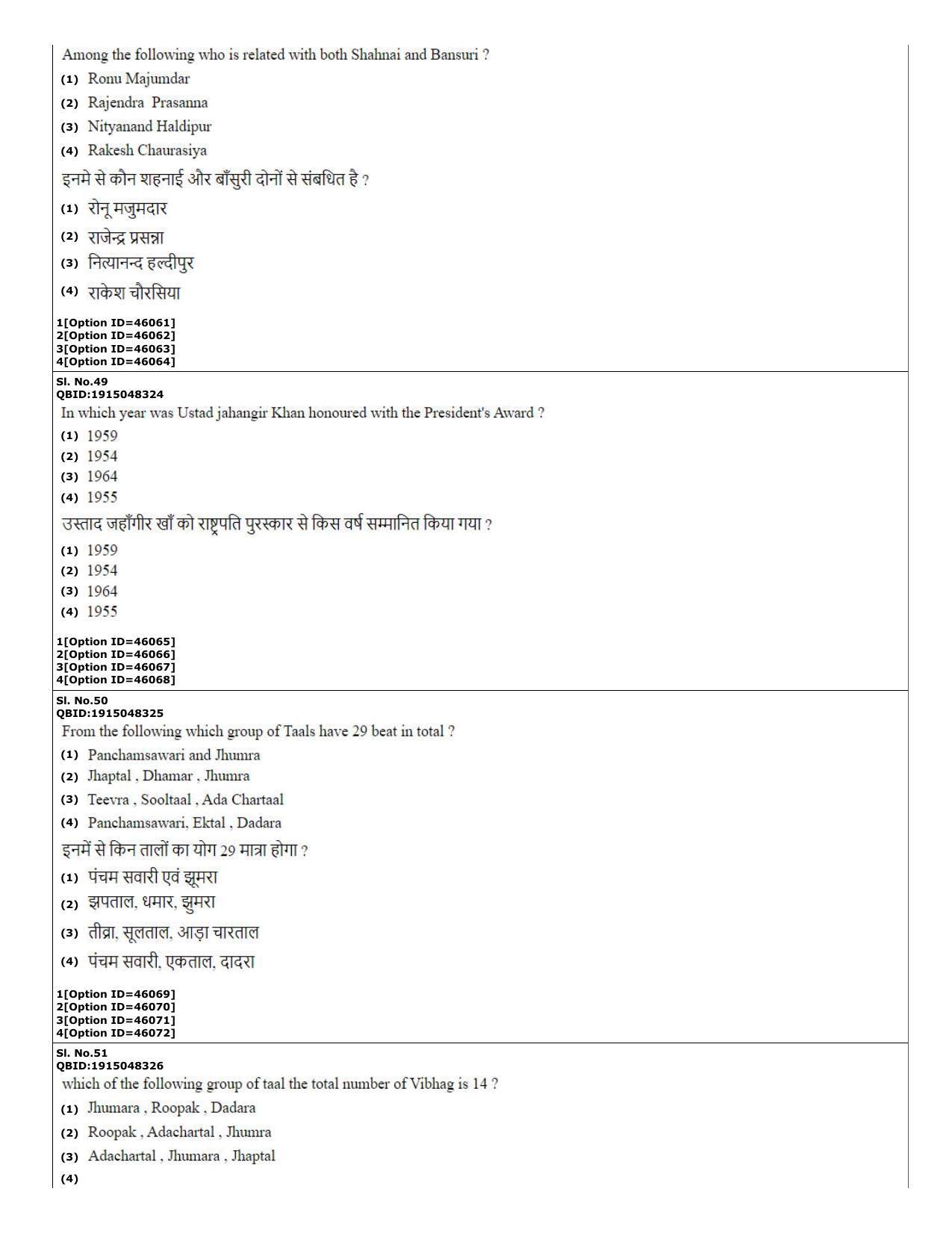 CUET (PG) 2022: PGQP-78 MPA in Instrumental Music (Sitar, Violin, Flute &Tabla)  (11-09-2022) Question Paper - Page 18