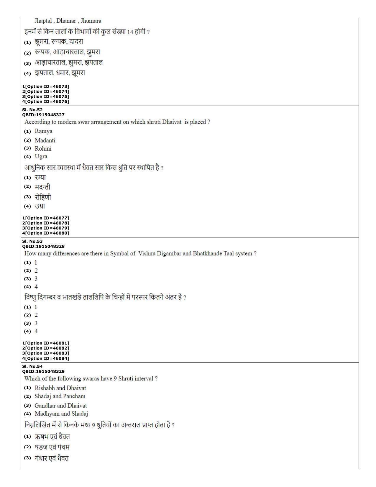 CUET (PG) 2022: PGQP-78 MPA in Instrumental Music (Sitar, Violin, Flute &Tabla)  (11-09-2022) Question Paper - Page 19