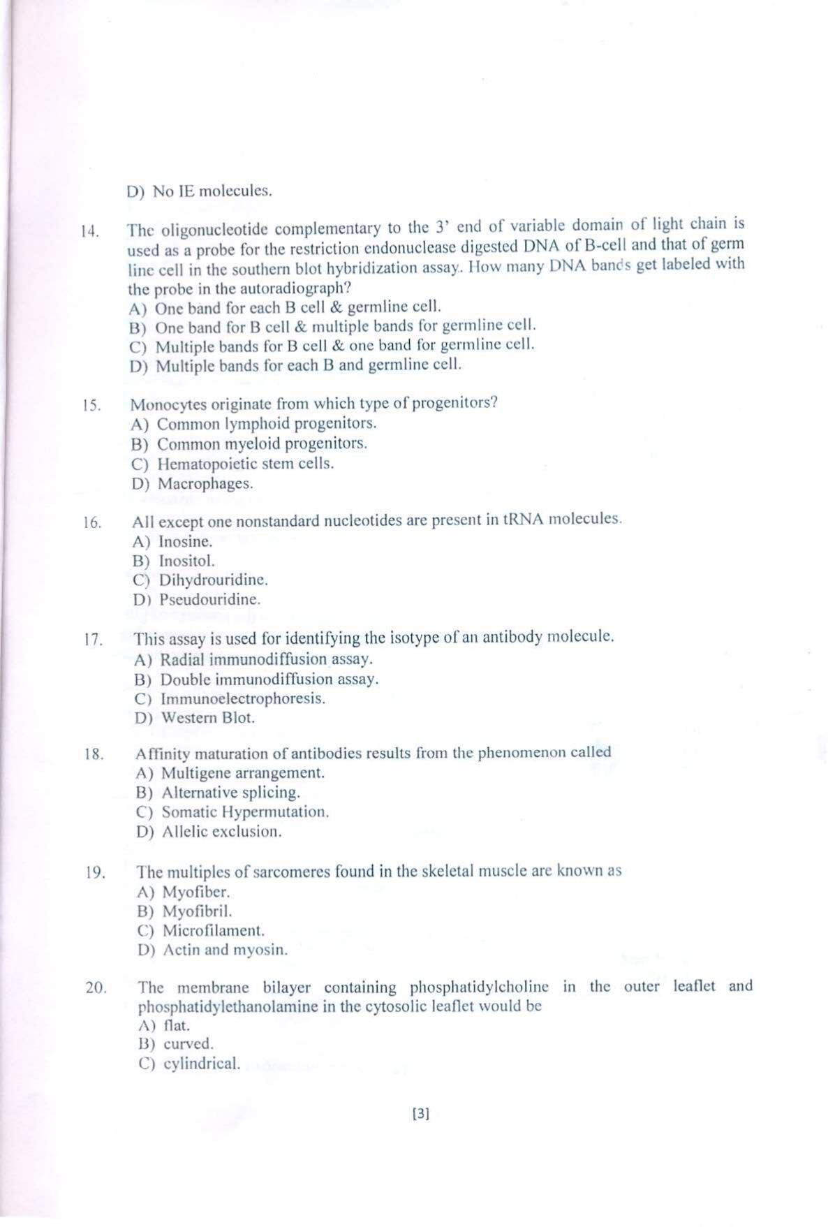 PU MPET Stem Cell Tissue Engineering & Biomedical Excellence 2018 Question Papers - Page 4