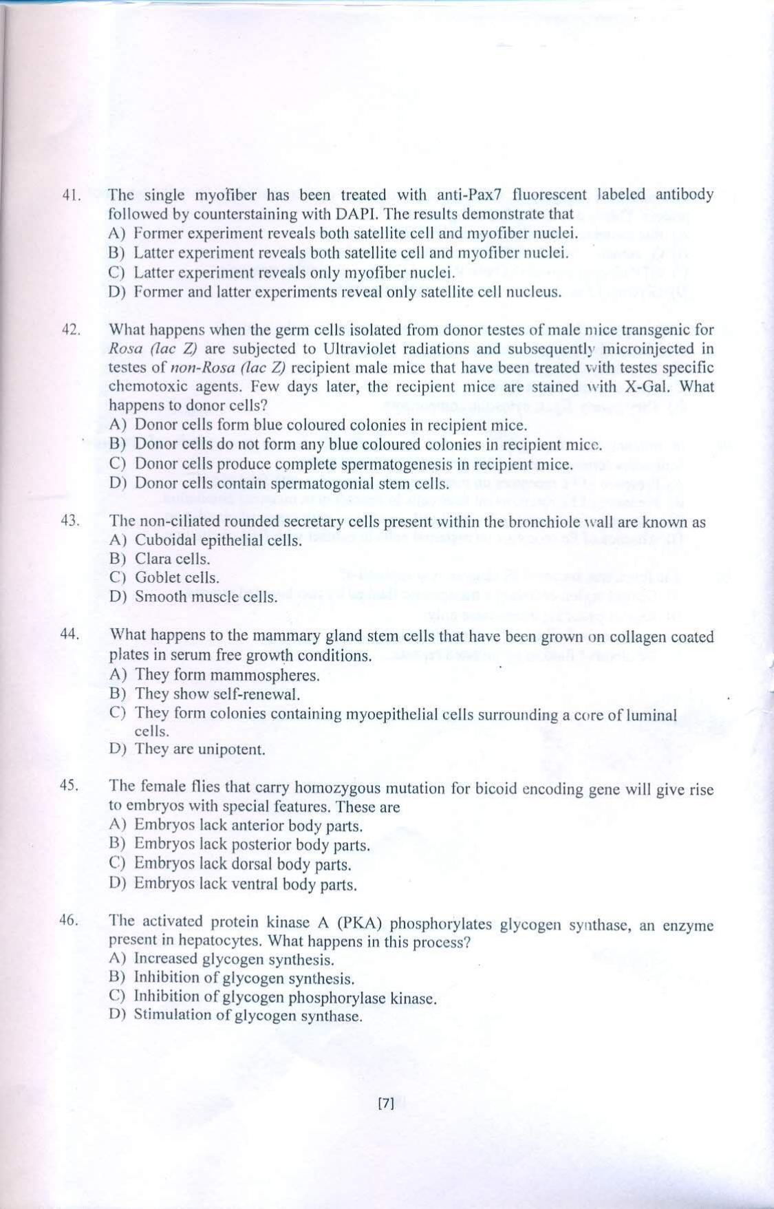 PU MPET Stem Cell Tissue Engineering & Biomedical Excellence 2018 Question Papers - Page 8