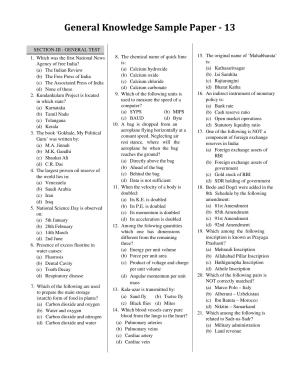 CUET General Knowledge Sample Paper 13