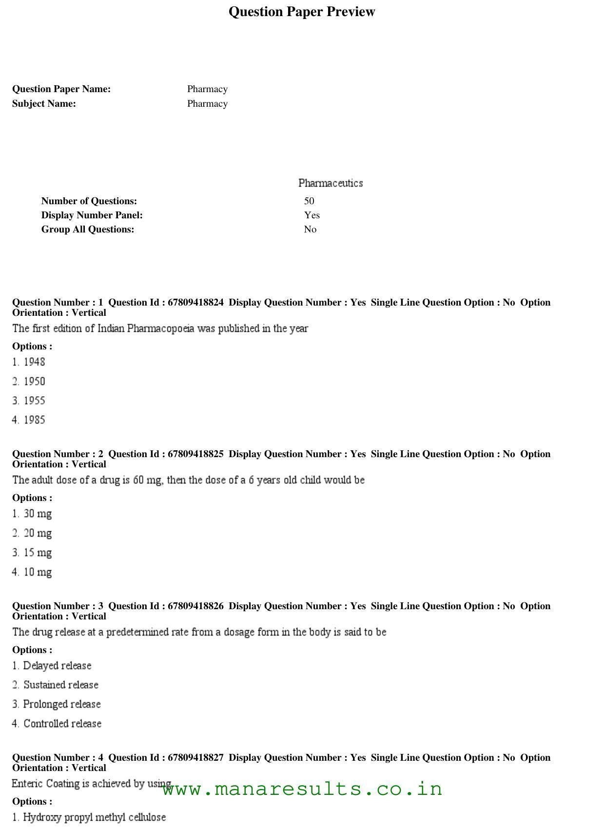 AP ECET 2018 - Pharmacy Old Previous Question Papers - Page 1