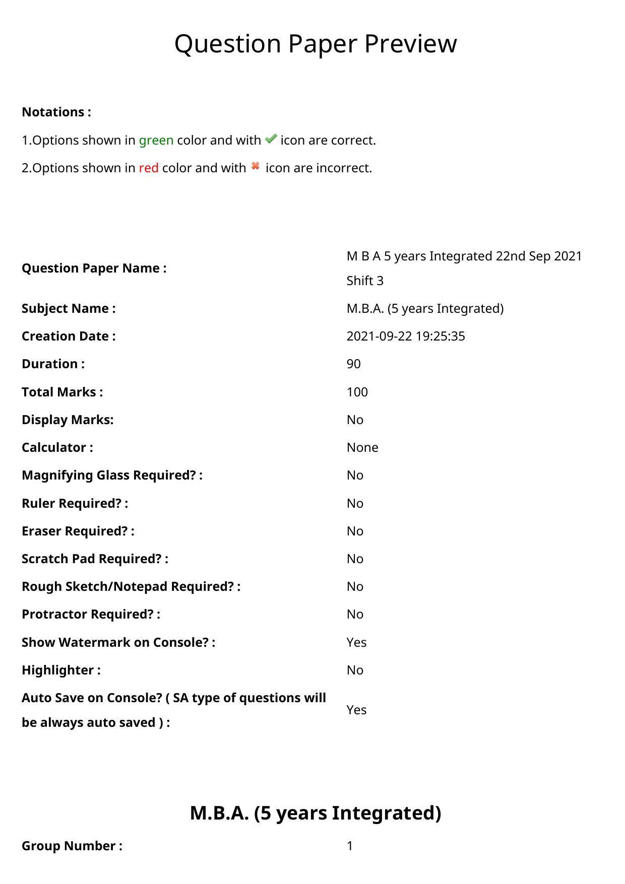 TS CPGET 2021 M B A (5 years Integrated)  (Shift 3) Question Paper with Answer Key - Page 1
