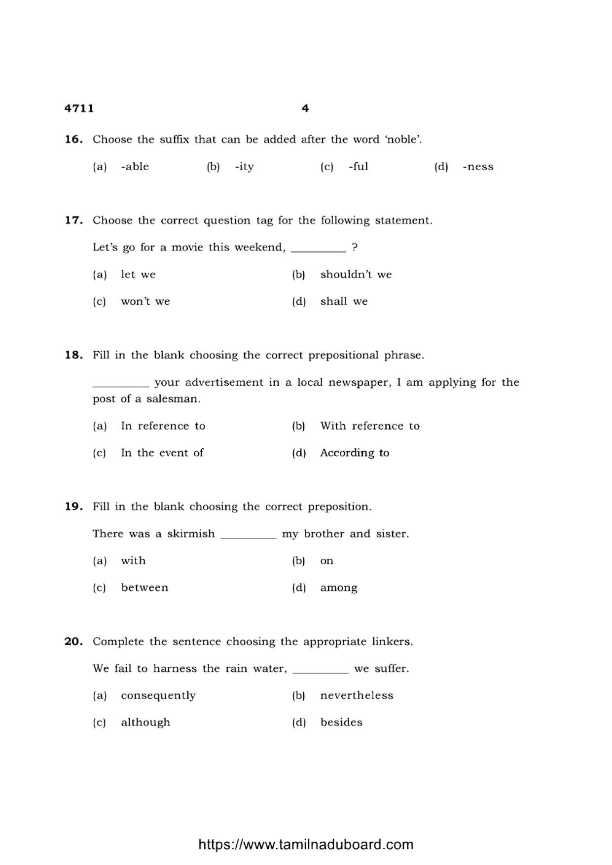 TN Class 12 English Language 4711 Question Papers 2021 - Page 4