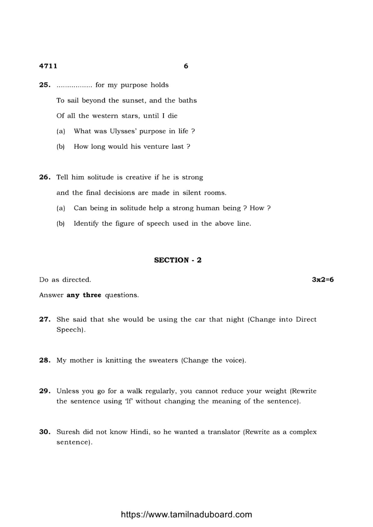 TN Class 12 English Language 4711 Question Papers 2021 - Page 6
