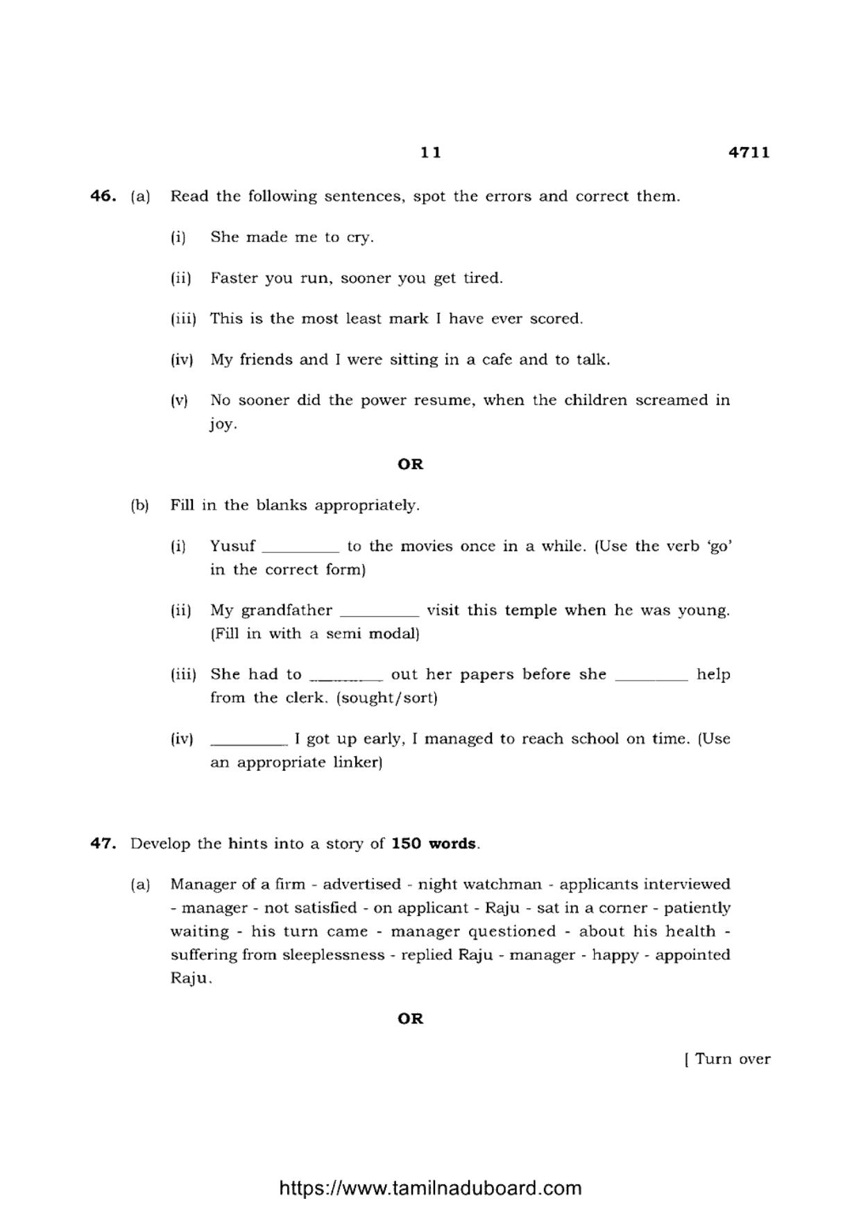 TN Class 12 English Language 4711 Question Papers 2021 - Page 11