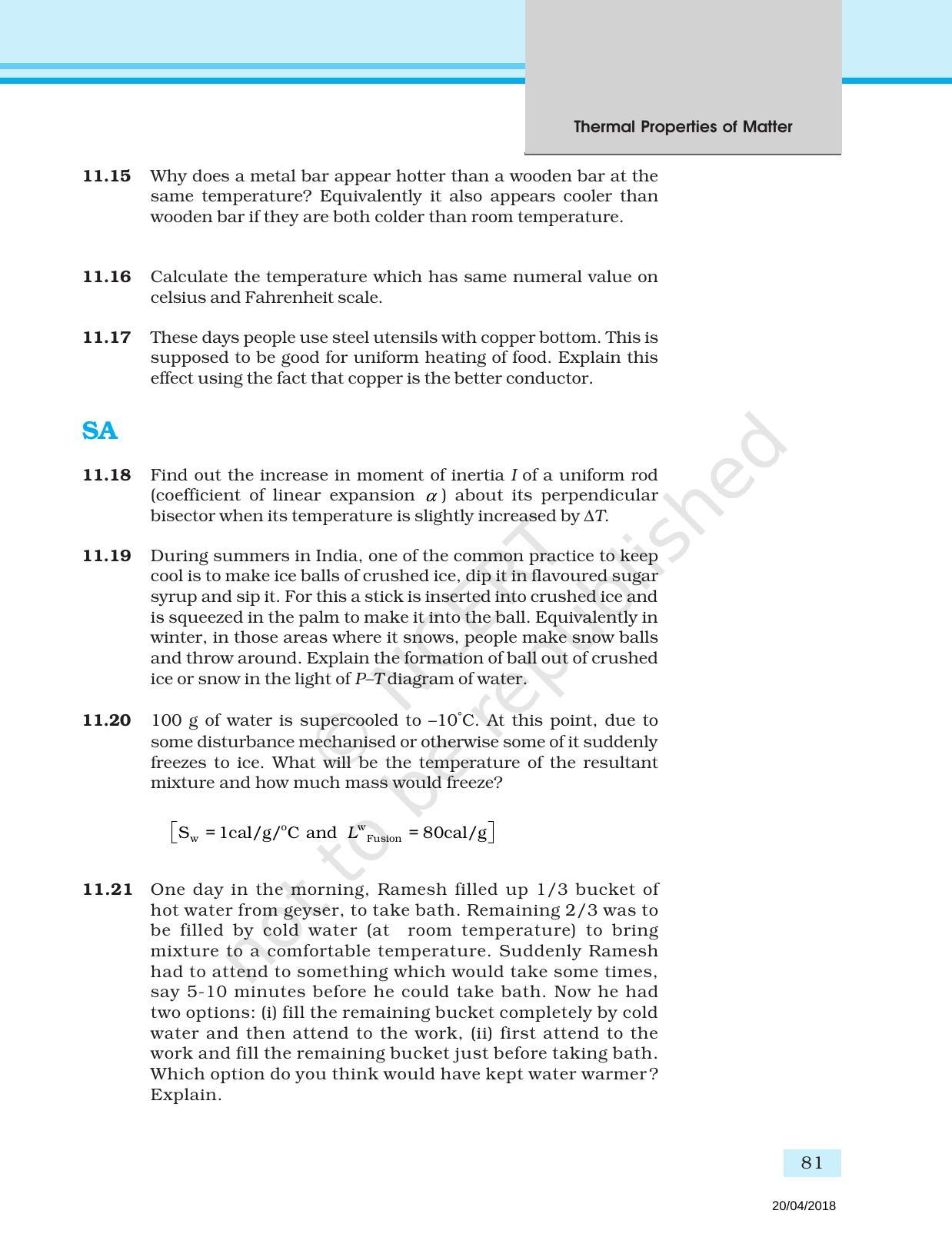 NCERT Exemplar Book for Class 11 Physics: Chapter 10 Thermal Properties of Matter - Page 5