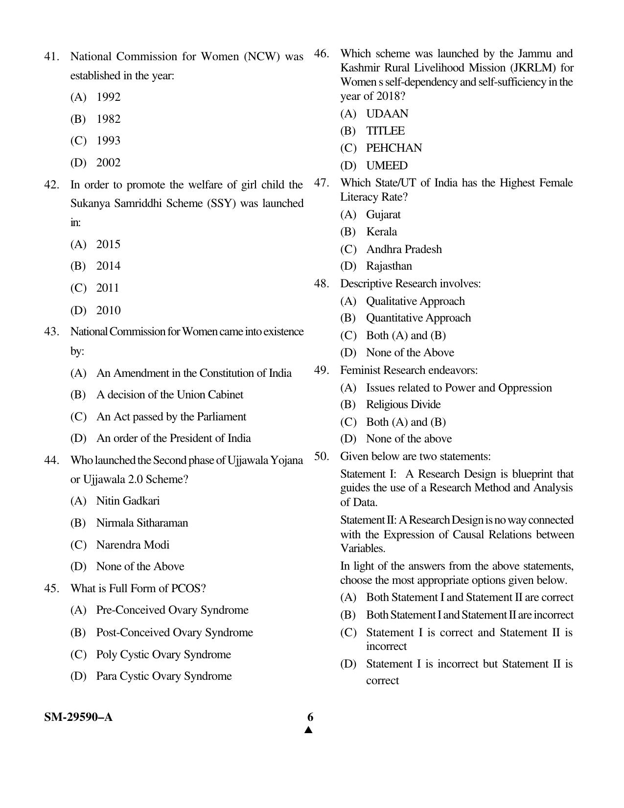 KUET 2023 M.A.Gender Studies Question Paper - Page 6