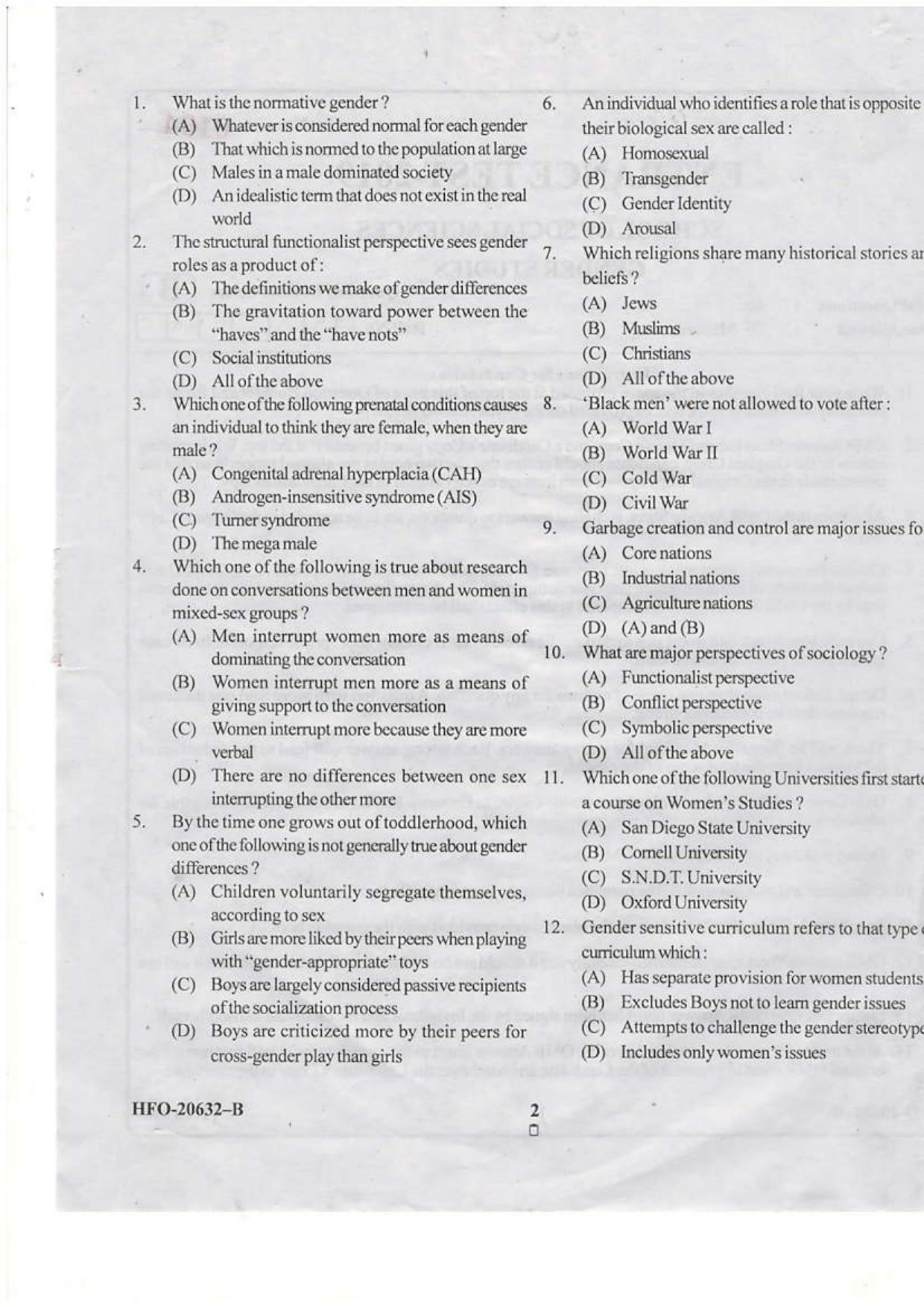 KUET 2023 M.A.Gender Studies Question Paper - Page 16