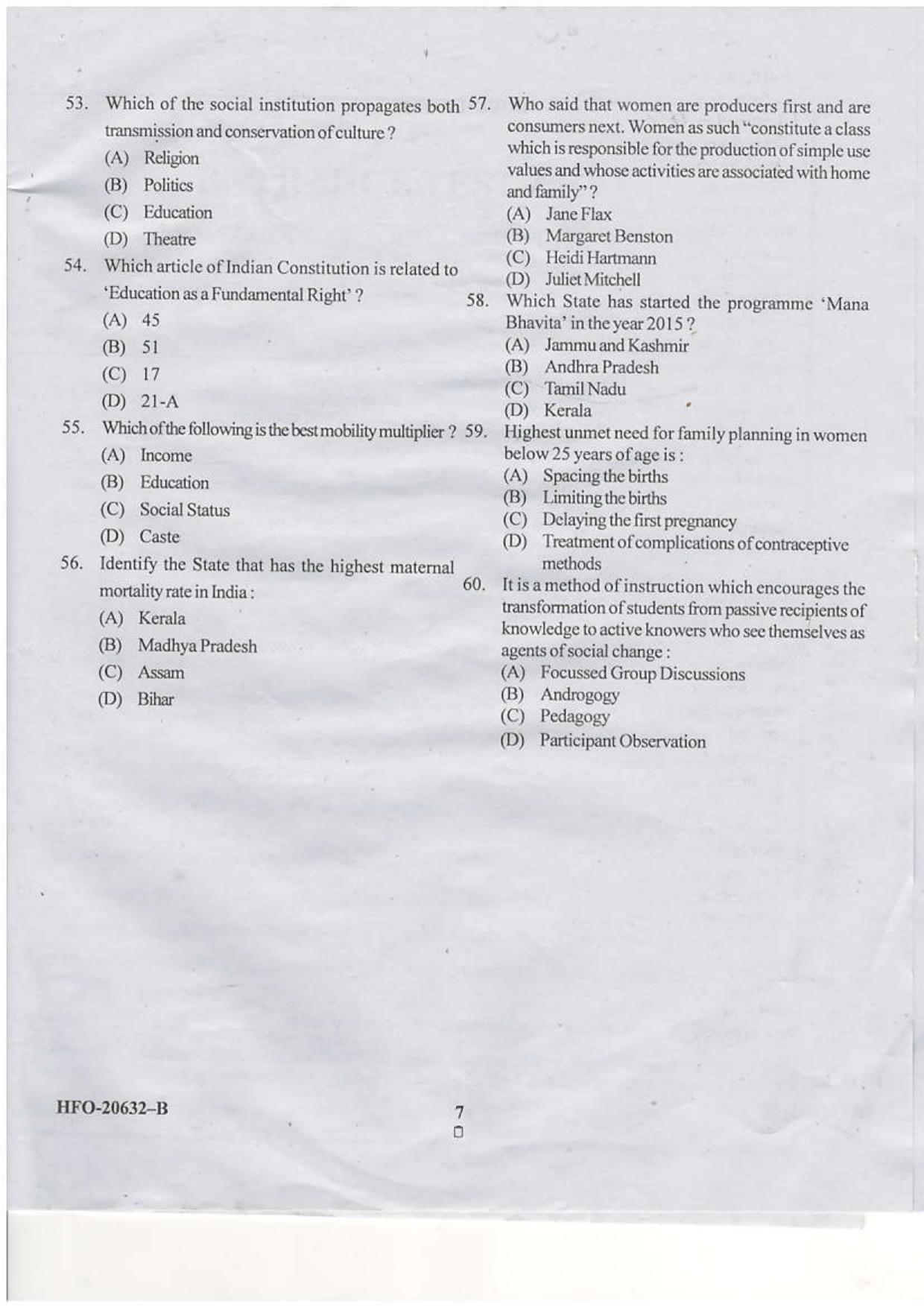 KUET 2023 M.A.Gender Studies Question Paper - Page 21