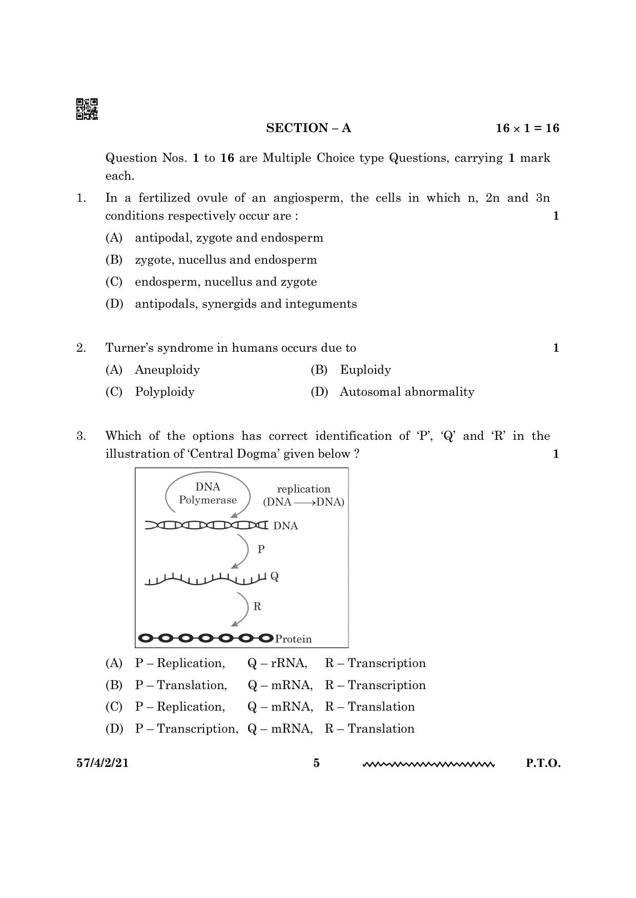 CBSE Class 12 57 4 2 Biology 2024 Question Paper - Page 5