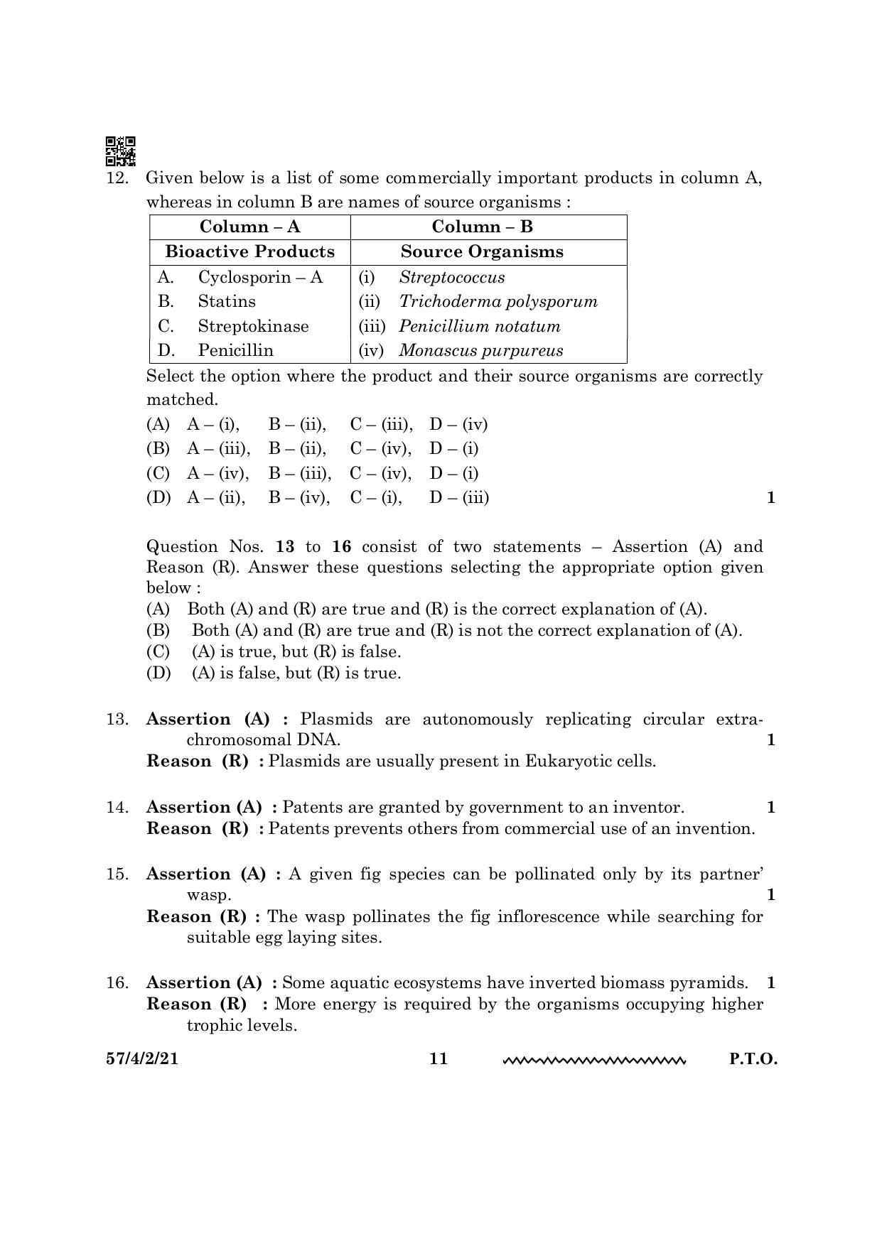 CBSE Class 12 57 4 2 Biology 2024 Question Paper - Page 11