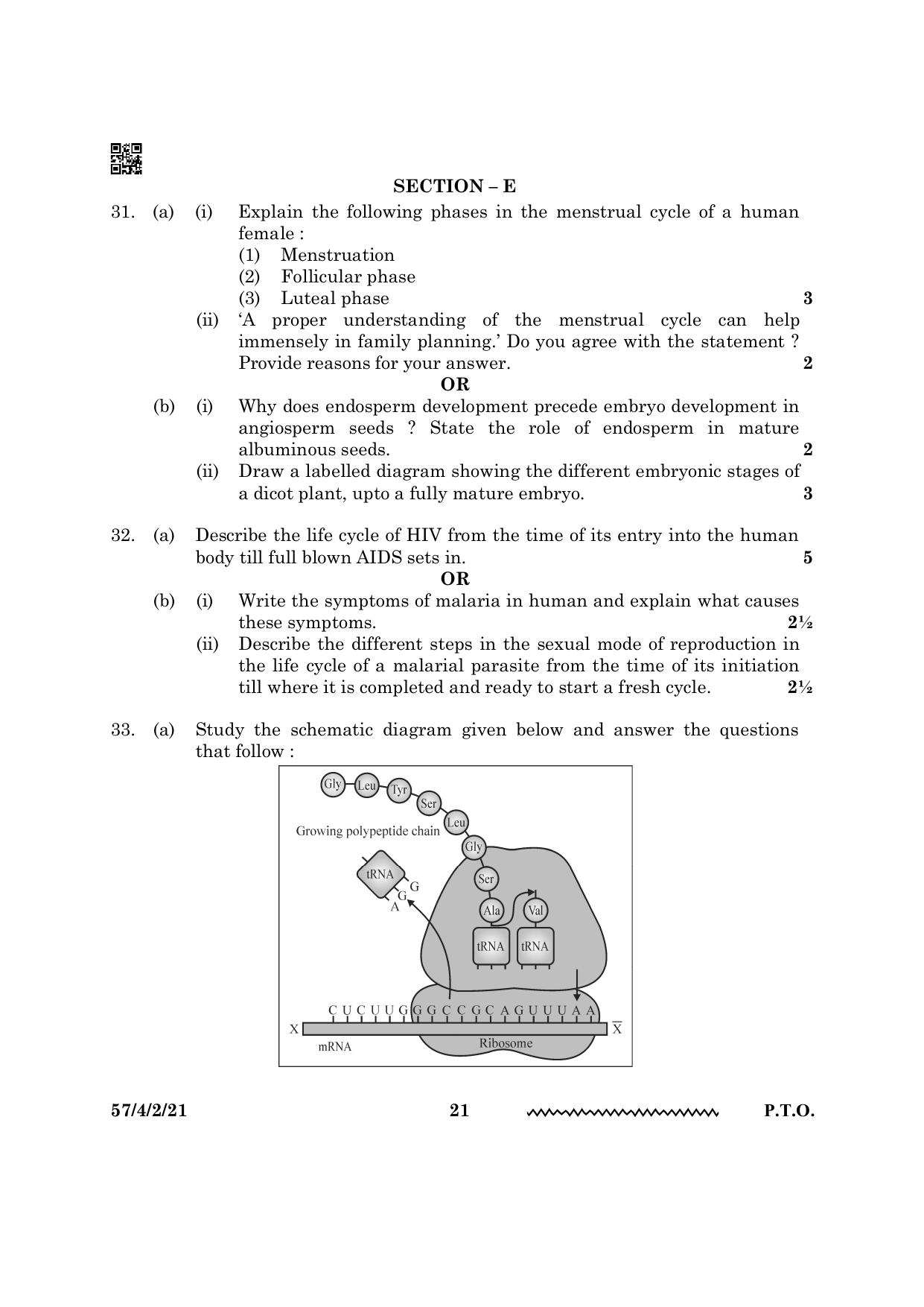 CBSE Class 12 57 4 2 Biology 2024 Question Paper - Page 21