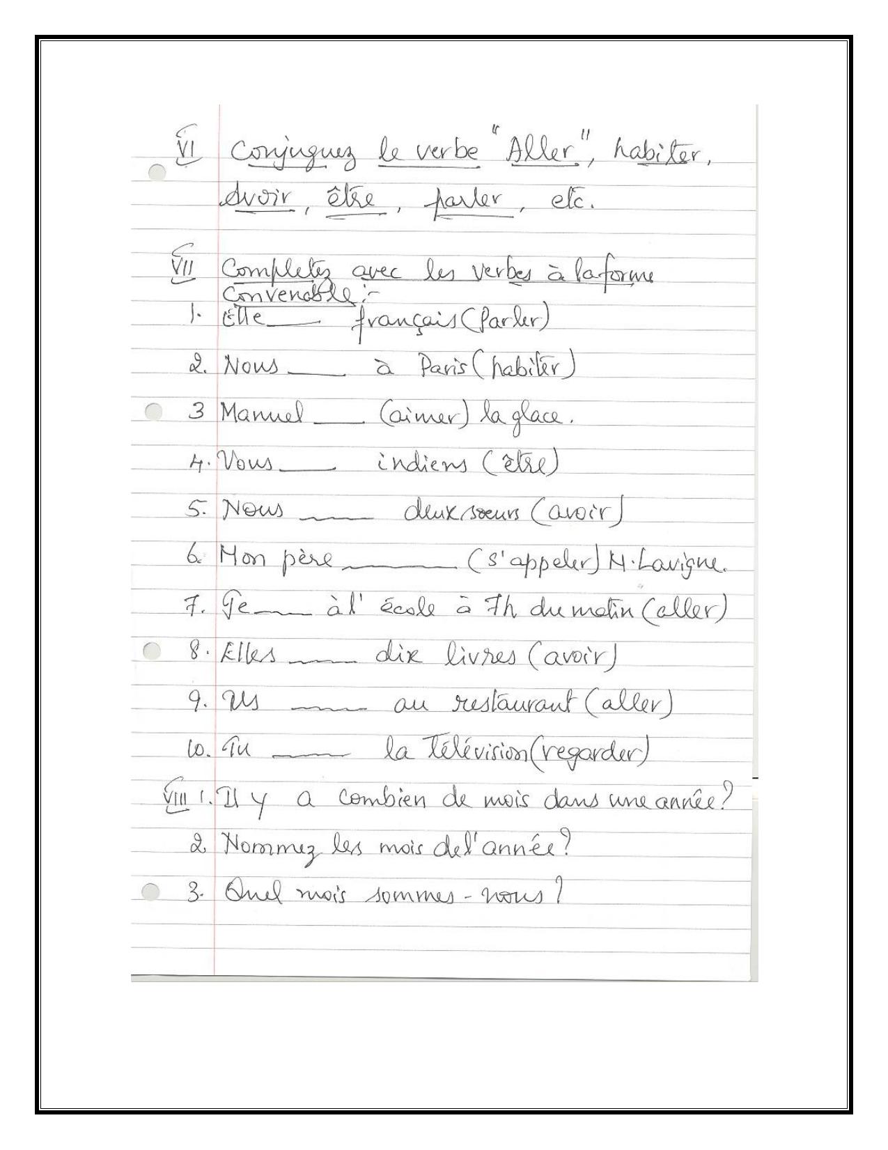 Worksheet for Class 5 French Assignment 4 - Page 3