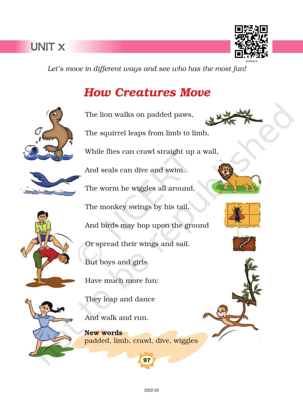 NCERT Book for Class 3 English: Unit X.1-How Creatures Move - Page 1
